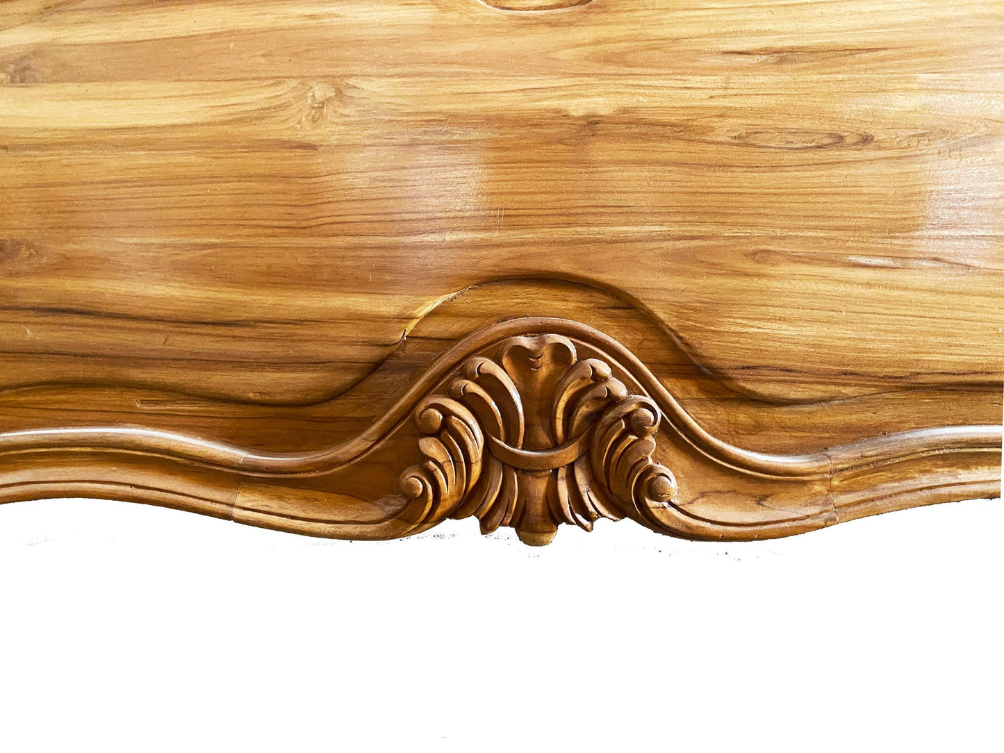 Handmade 20th Century Rococo Headboard, King/Queen French Louis XV wooden headboard and footboard