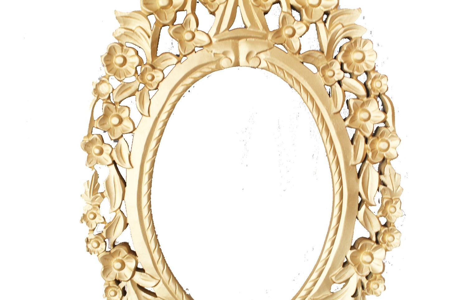 Wooden Carved Mirror Frame Wall hanging Fixture, Mid century Gold Color Frame
