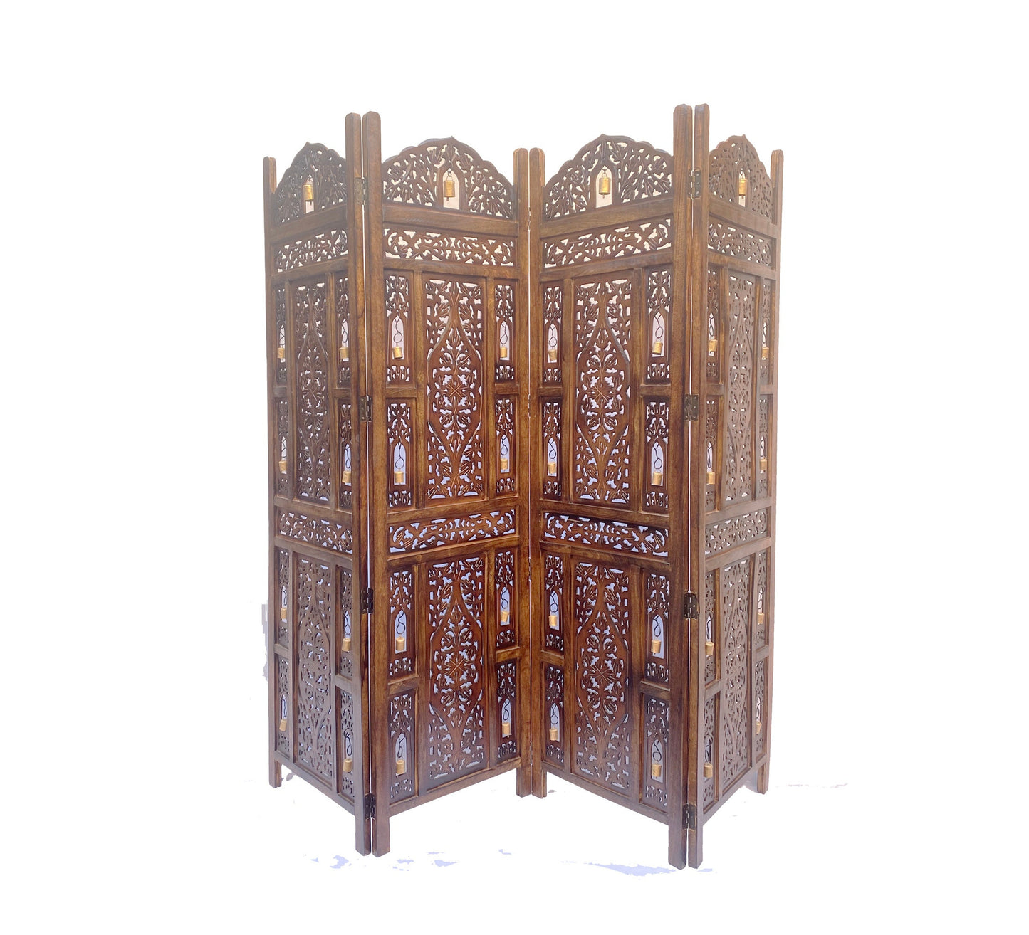 Mid century Bell Design Wooden Folding Divider, Partition, Handmade Self standing separator