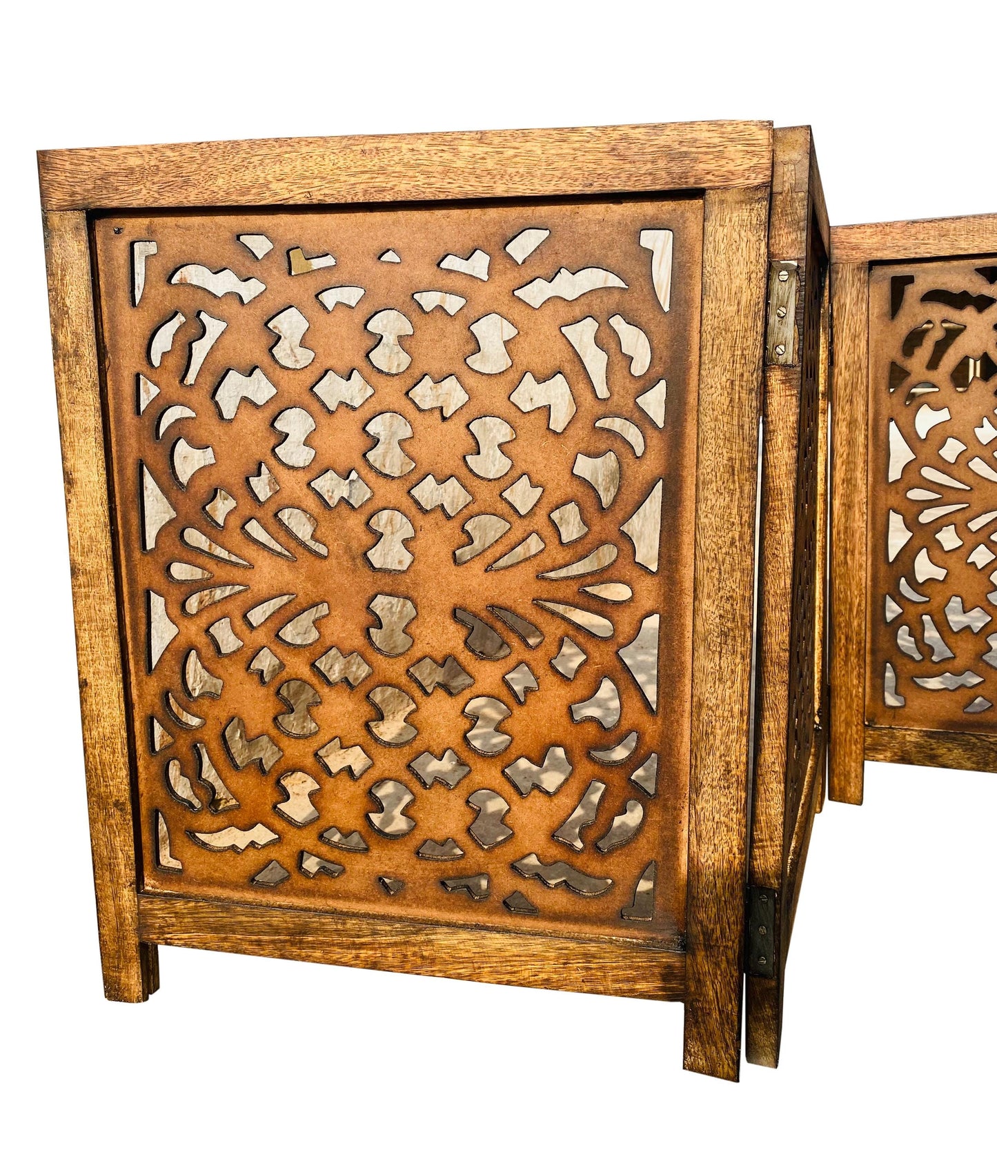 Mid-Century Modern Brown Wood Folding Divider: Pet & Baby Gate