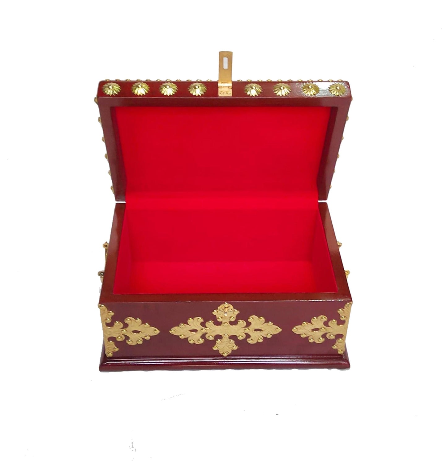 Handmade Wooden Storage Chest: Decorative Brass Accents