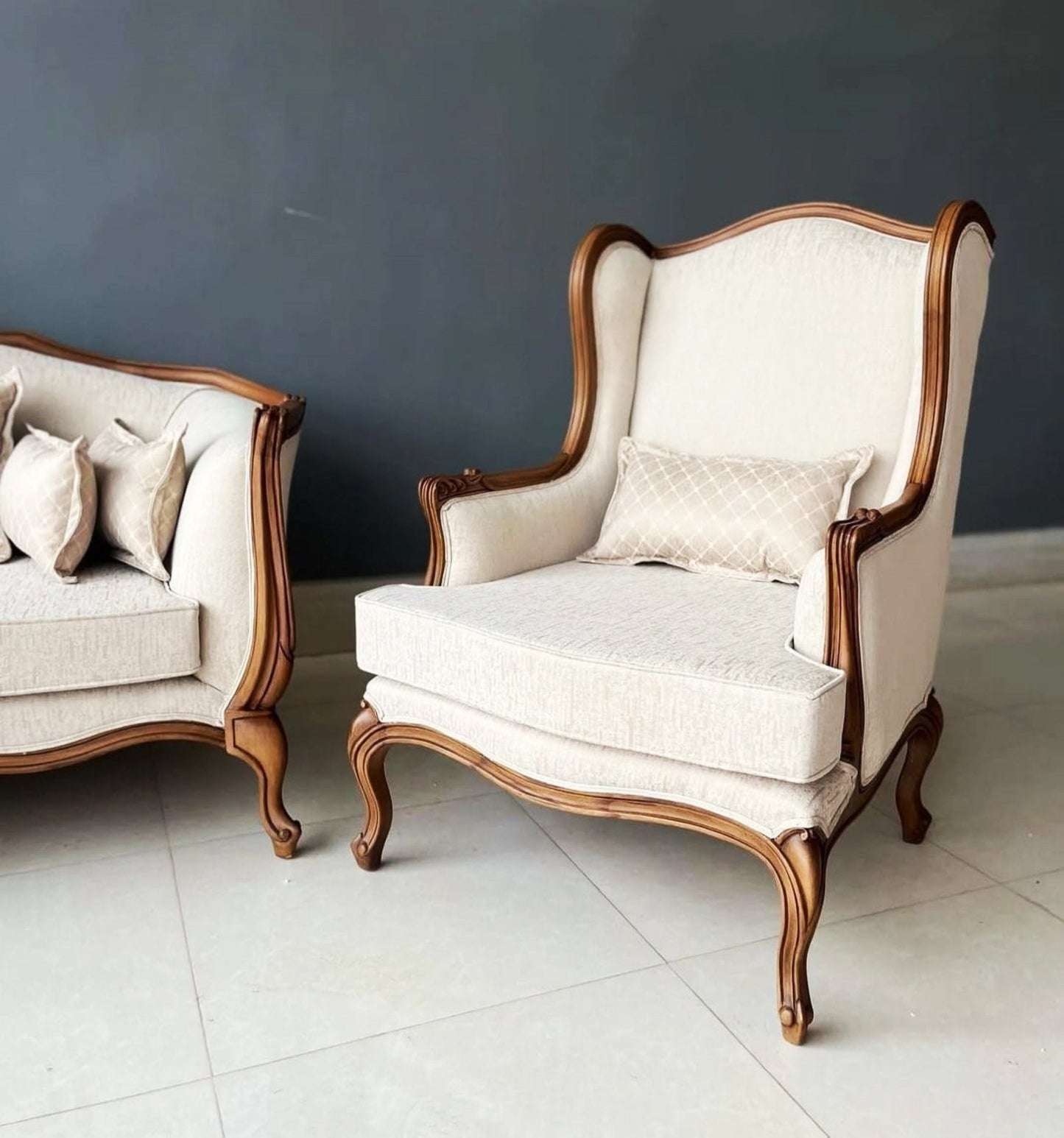 Handmade Mid-Century Armchair: Italian Design Wooden Reading Chair (Set of 2)