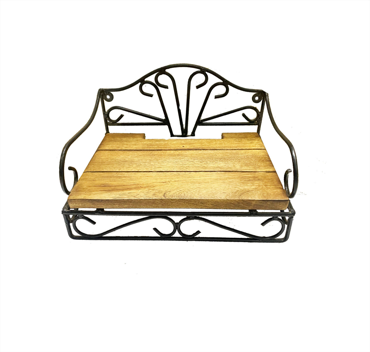 Mid century Wall shelf, handmade wood iron small wall bracket hanging fixture