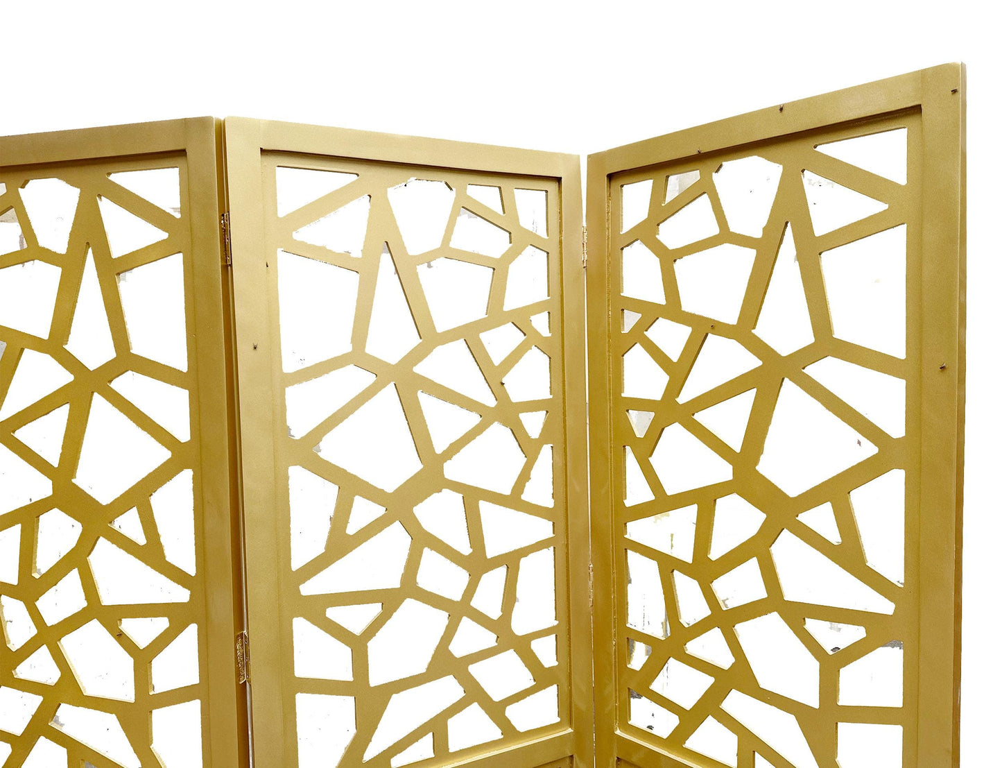 Mid century Design Gold Wooden Folding Divider, Partition, Handmade Self standing separator