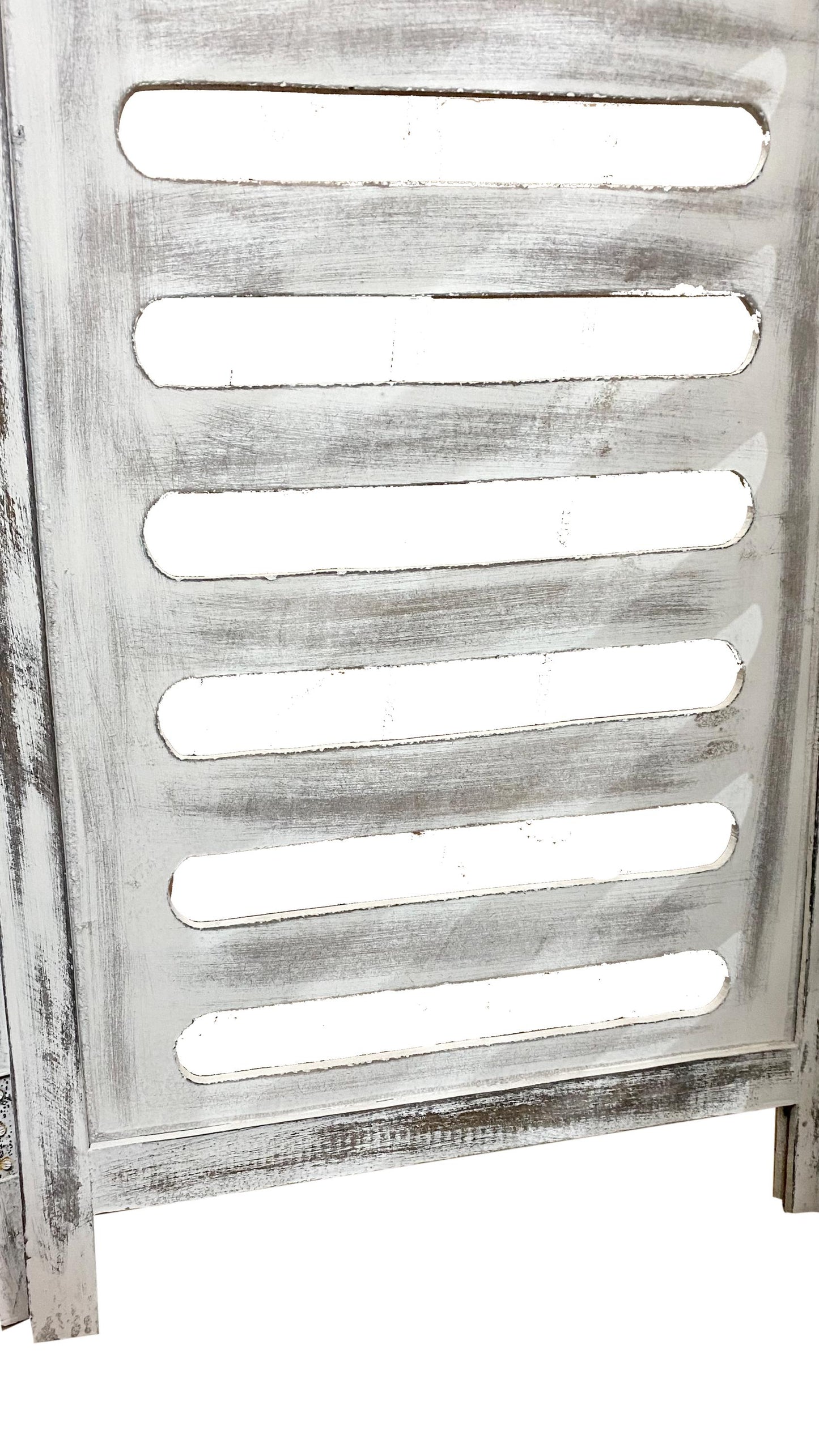 Handmade Rustic White Wood Folding Room Divider - 7 ft Tall