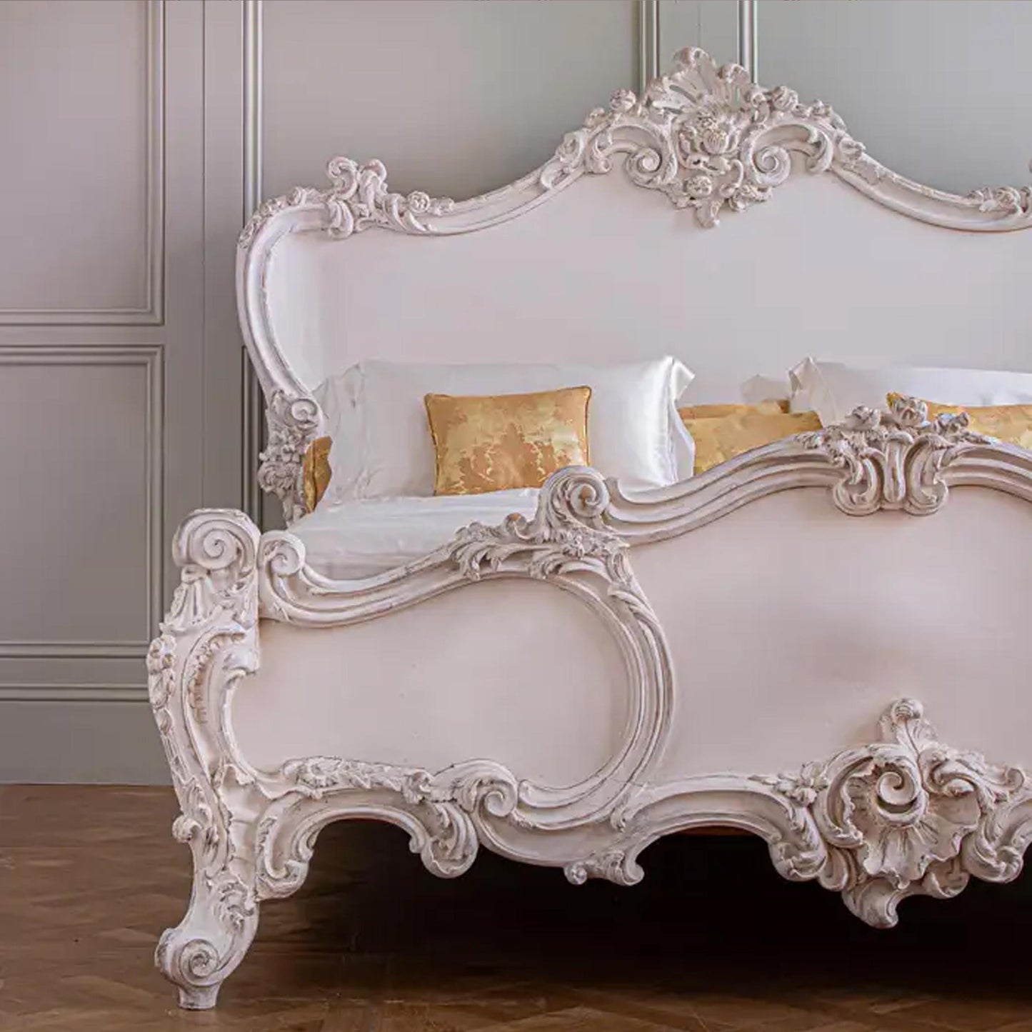 Handmade Royal French Regency King Size Bed: Bohemian Rococo Style