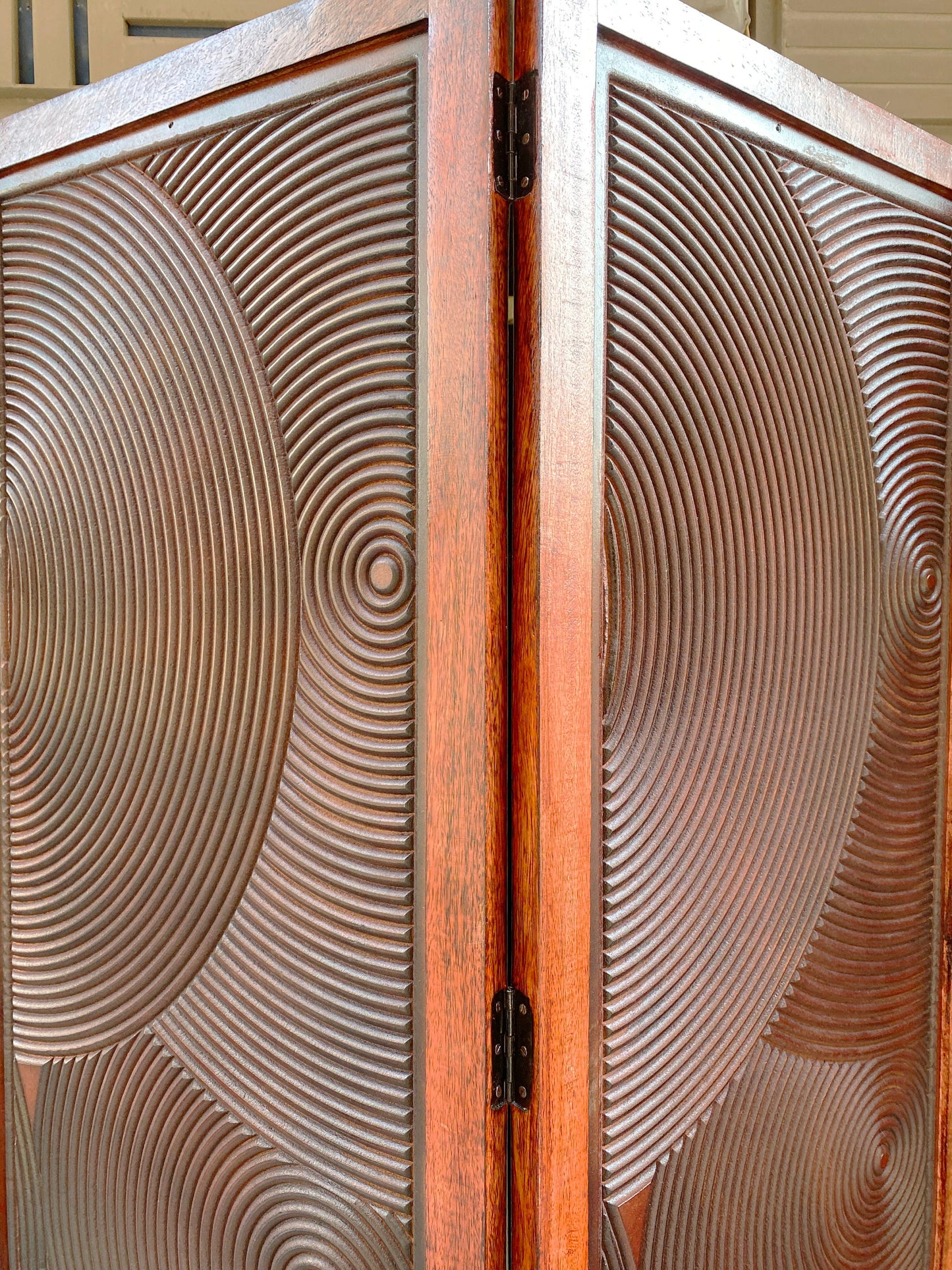 Mid-Century Wooden privacy Folding Room divider, Self standing partition for home and office