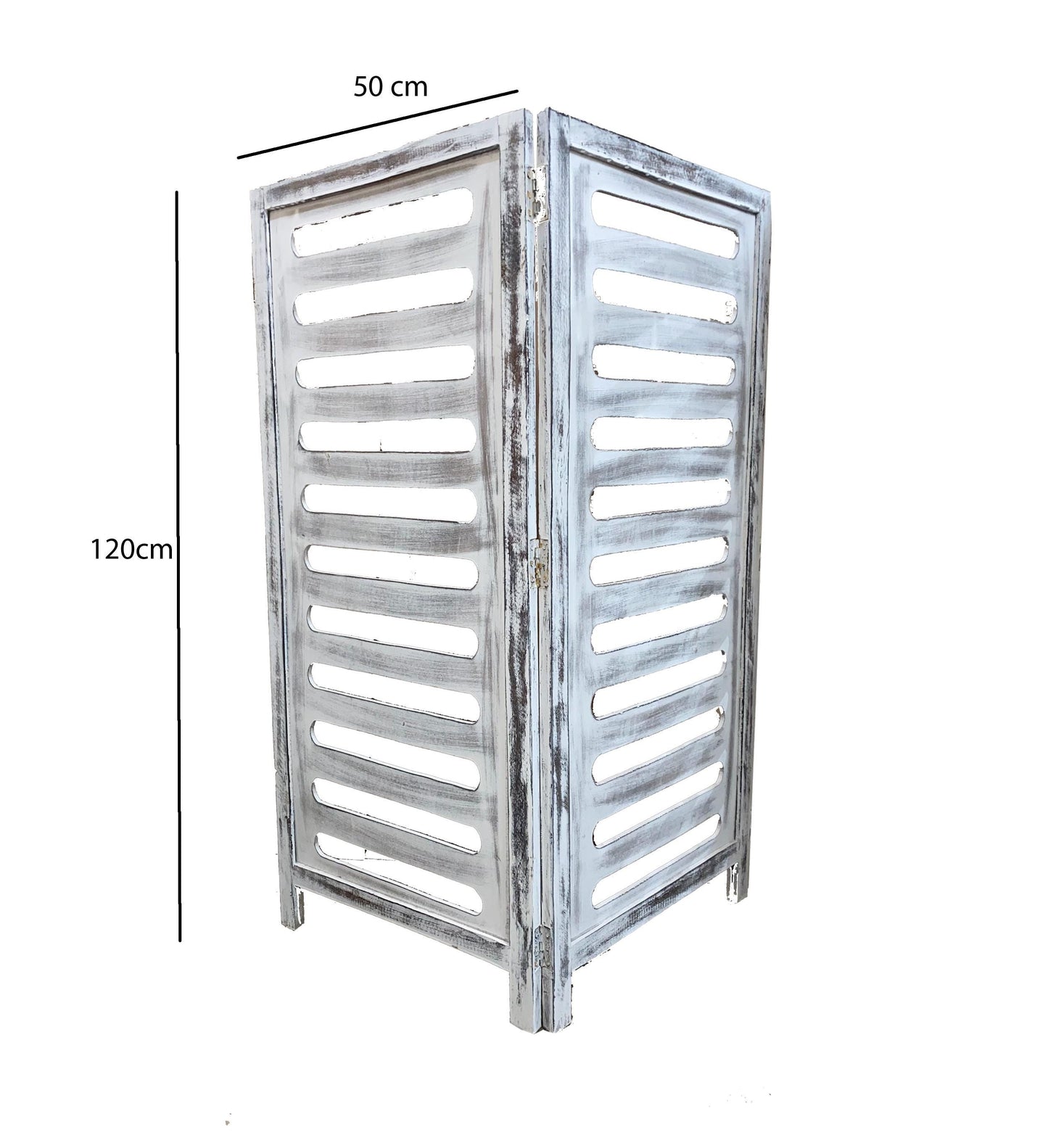 Handmade Rustic White Wood Folding Room Divider - 7 ft Tall
