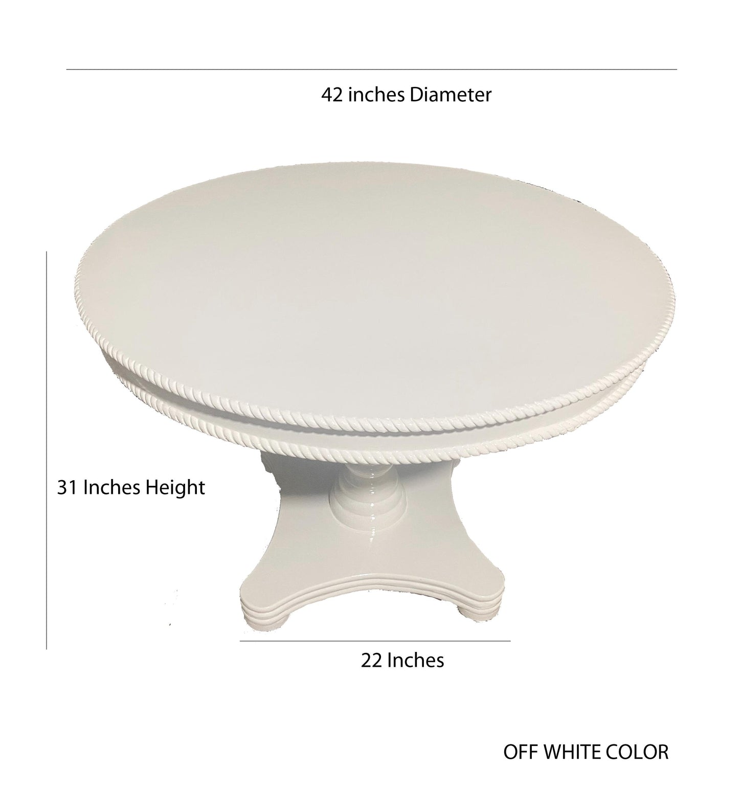 Hand Carved Rococo Dining Table & Blue Tufted Chairs - Off White