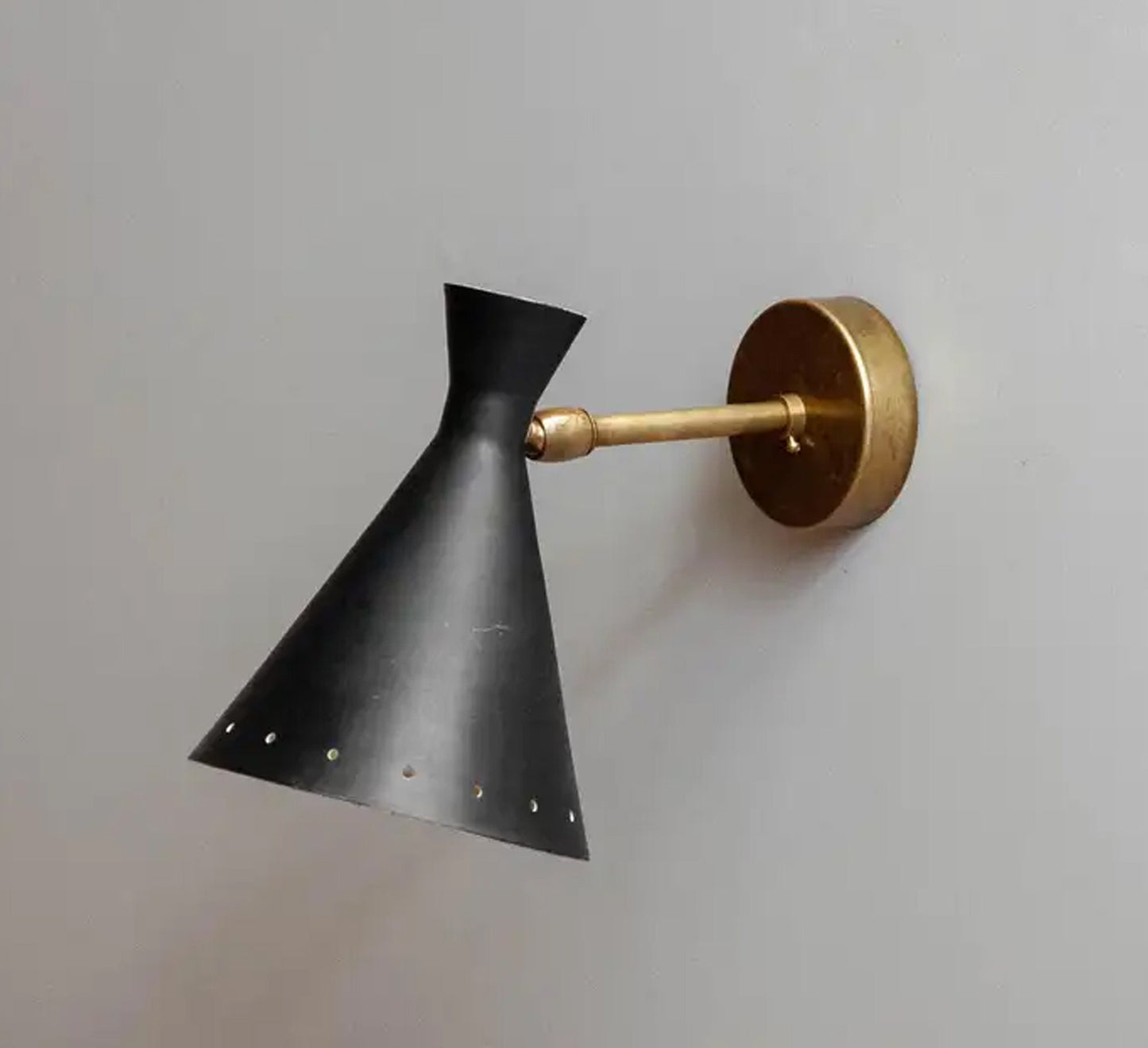 Handmade Black Brass Wall Light Sconce Pair: Italian Lighting