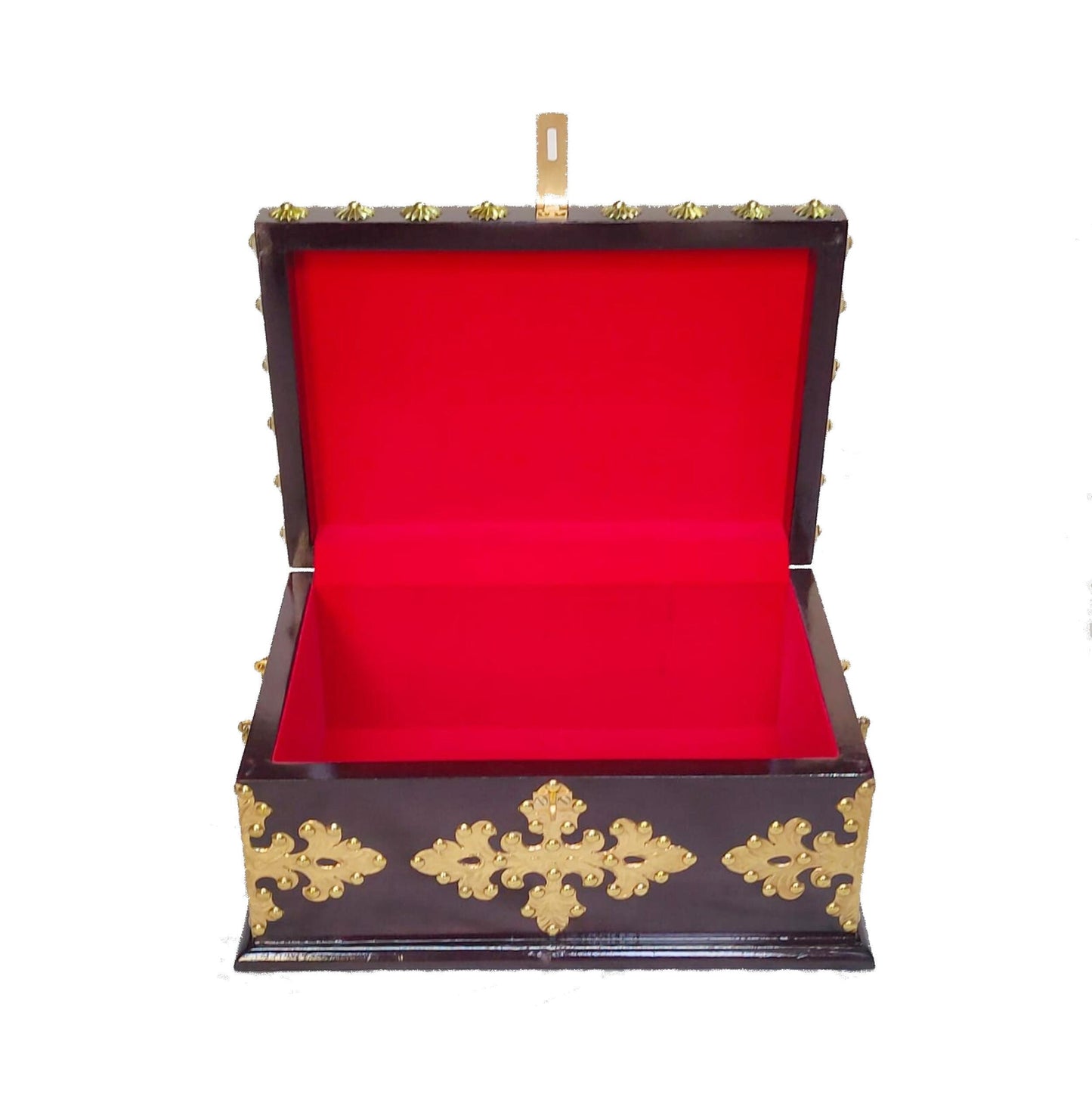 Handmade Wooden Storage Chest: Decorative Brass Accents