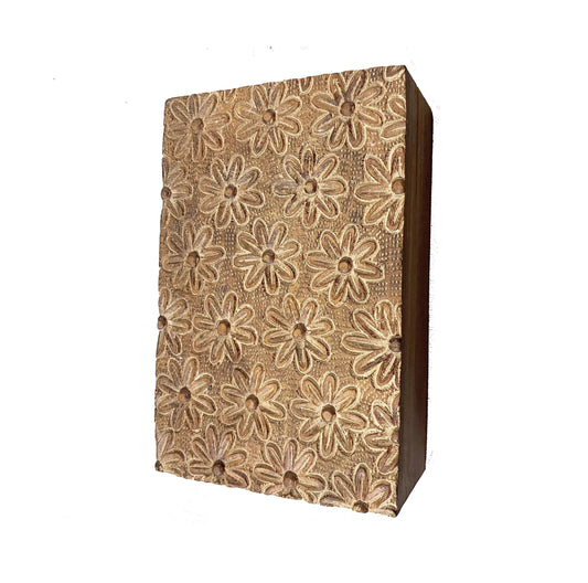 Handmade Wood Flower Carving Box: Mid-Century Jewelry Box