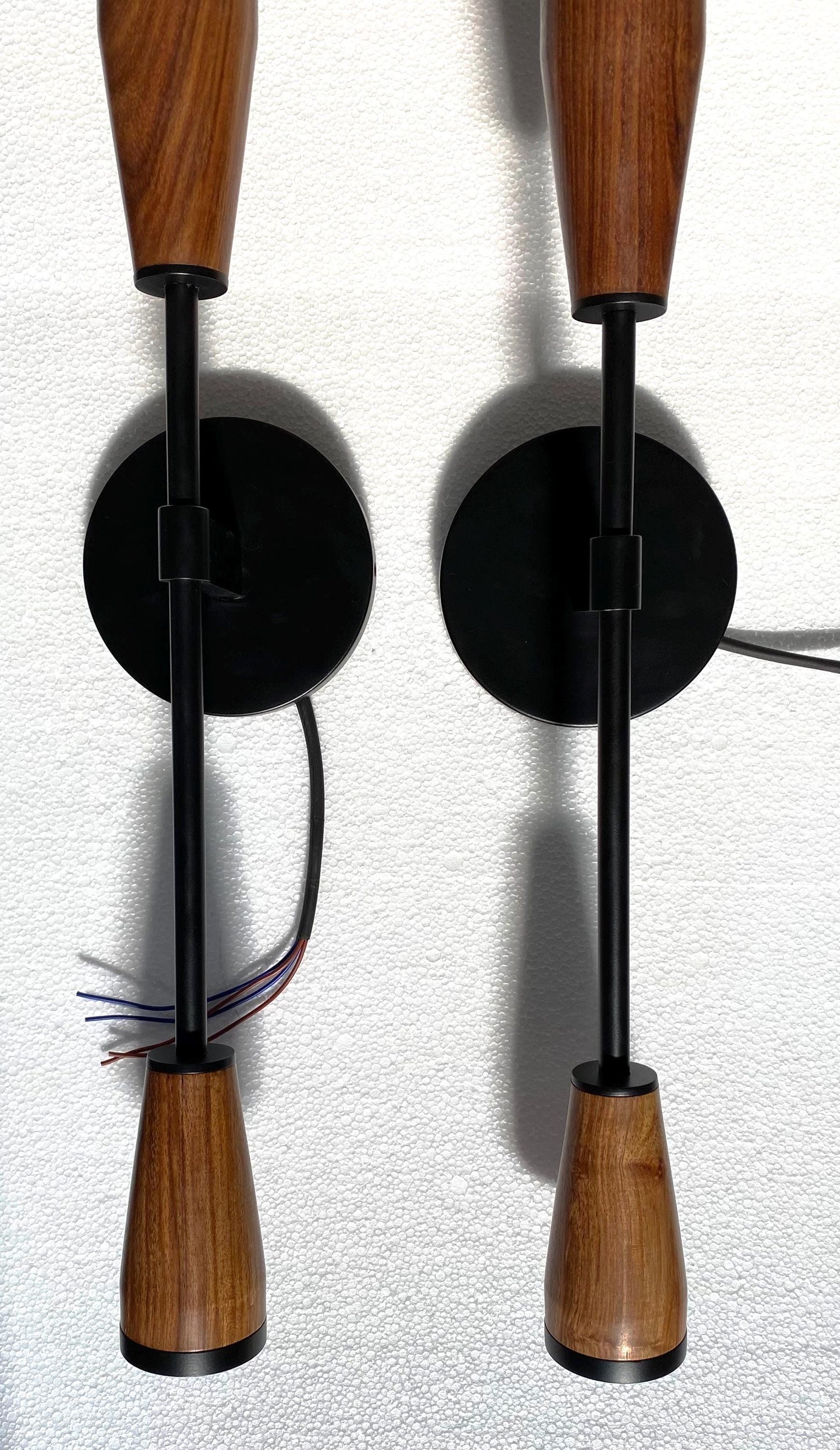 Mid-Century Modern Wall Sconce: Handmade Wooden & Brass Light