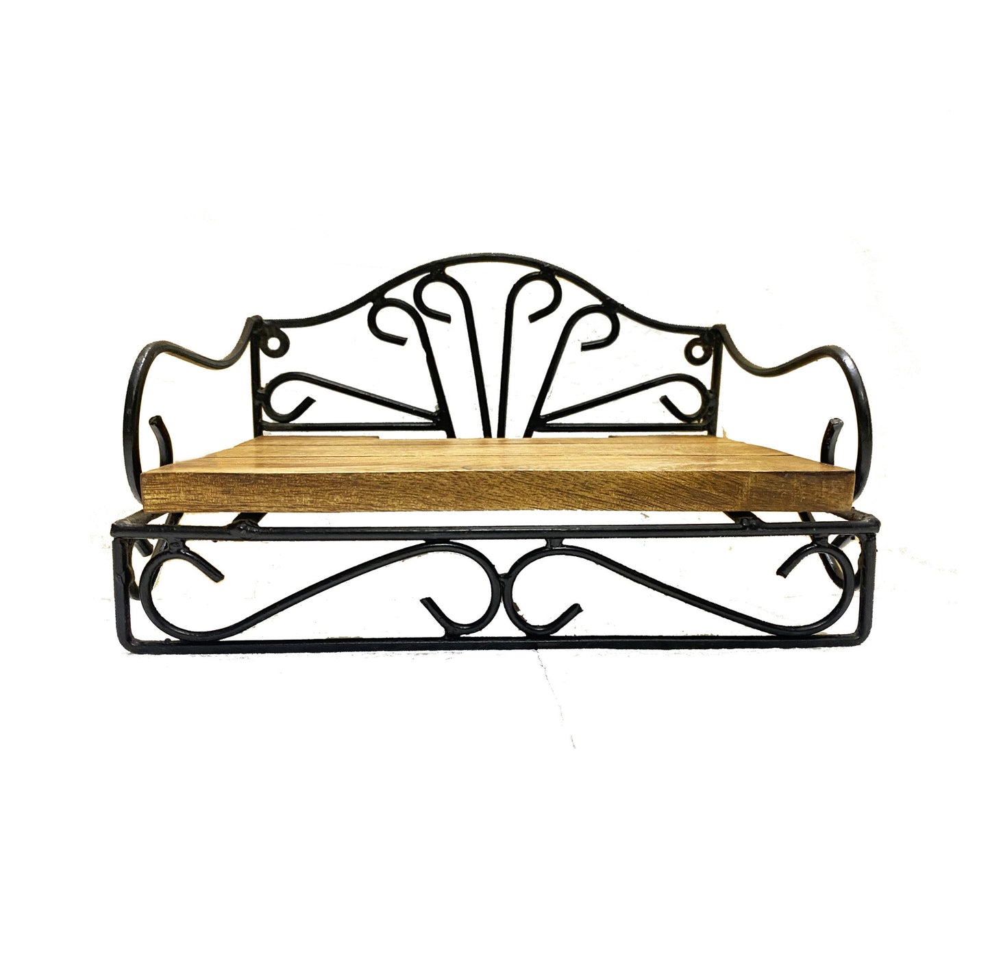 Mid century Wall shelf, handmade wood iron small wall bracket hanging fixture