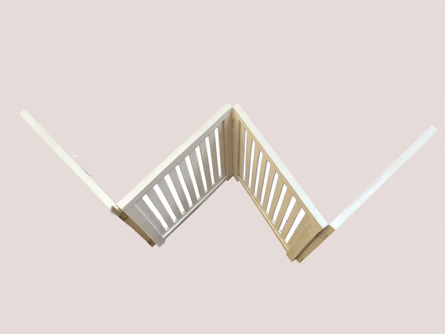 Handmade Mid-Century White Wooden Folding Room Divider