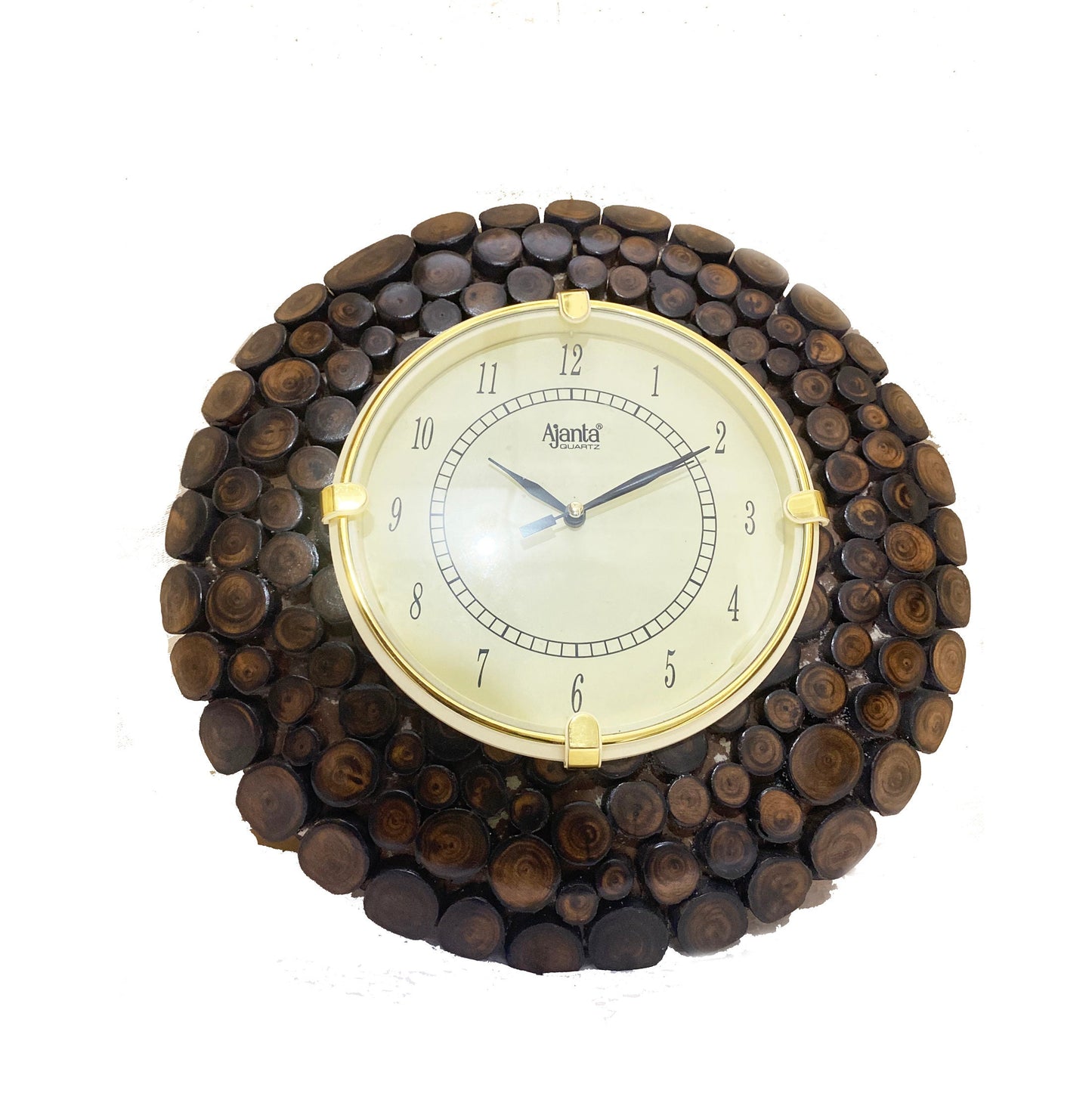 Handmade Wooden Round Wall Clock: Mid-Century Modern Design