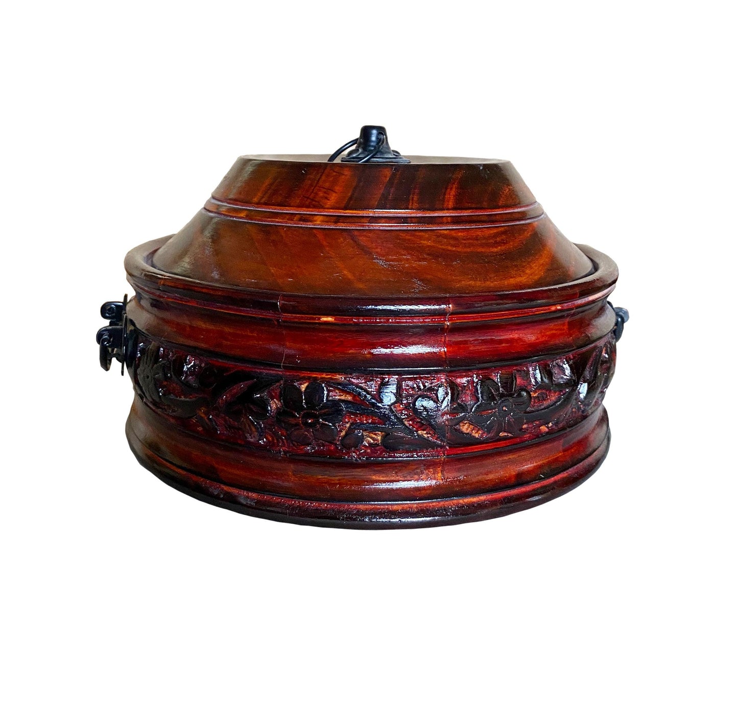 Handmade Teak Wood Casserole Dish: Carved Roti Chapati Box
