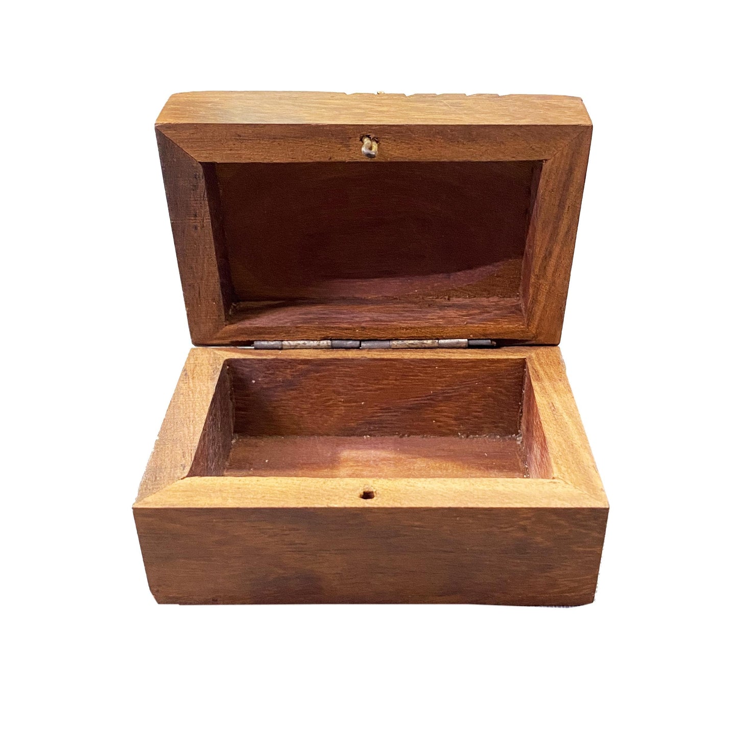Handmade Carved Wood Box: Asymmetric Design, Gold Finish