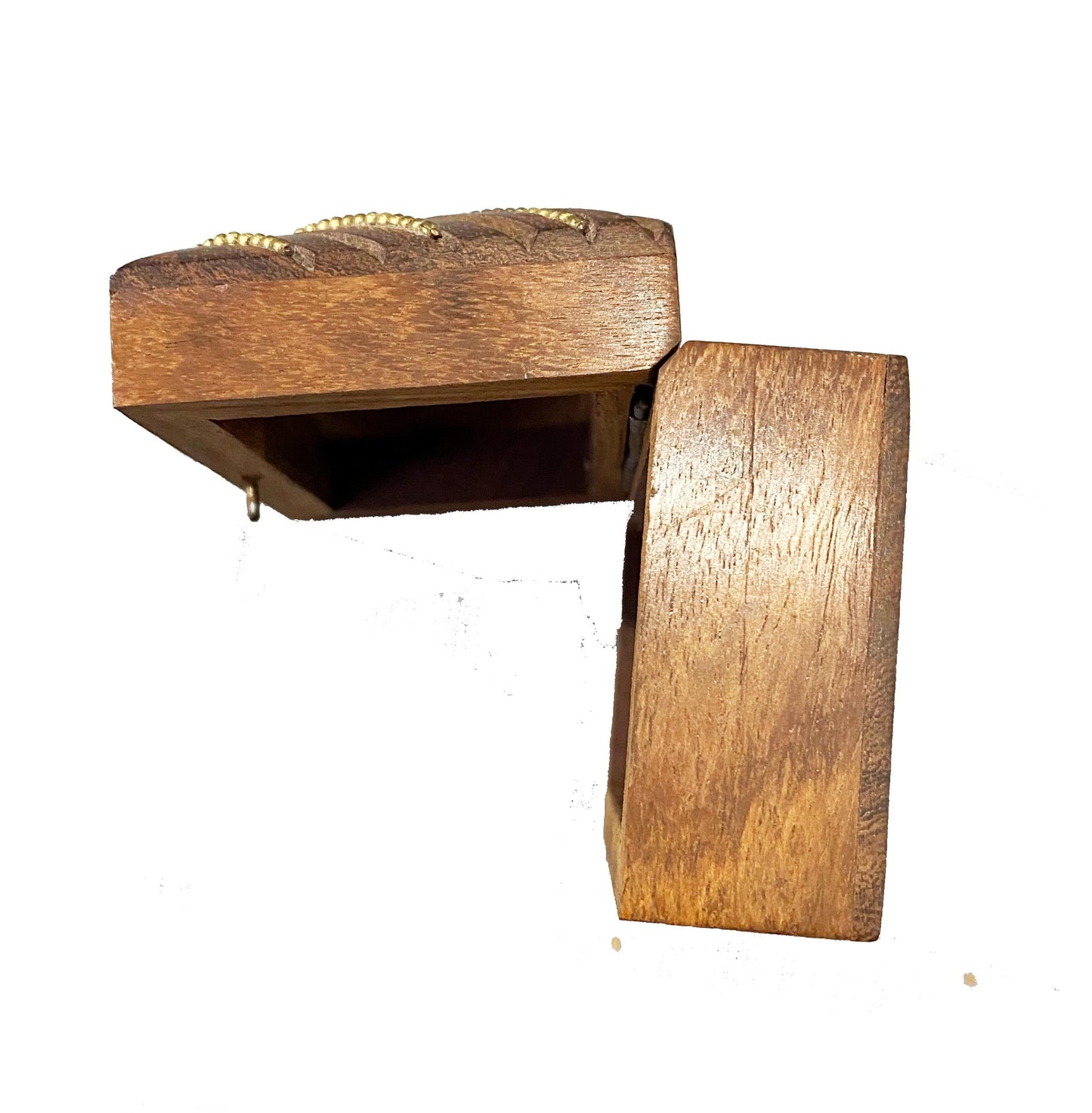 Handmade Carved Wood Box: Asymmetric Design, Gold Finish