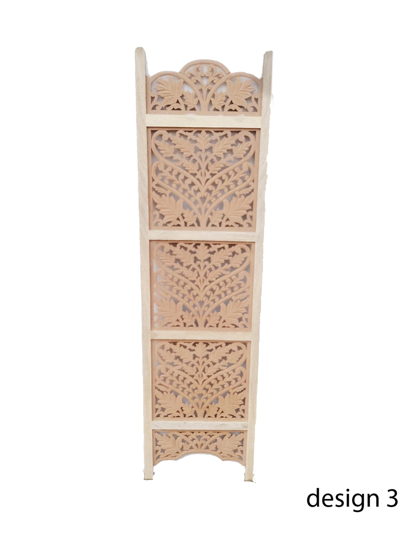 Handmade Wooden Folding Room Divider: Mid-Century Floral Partition