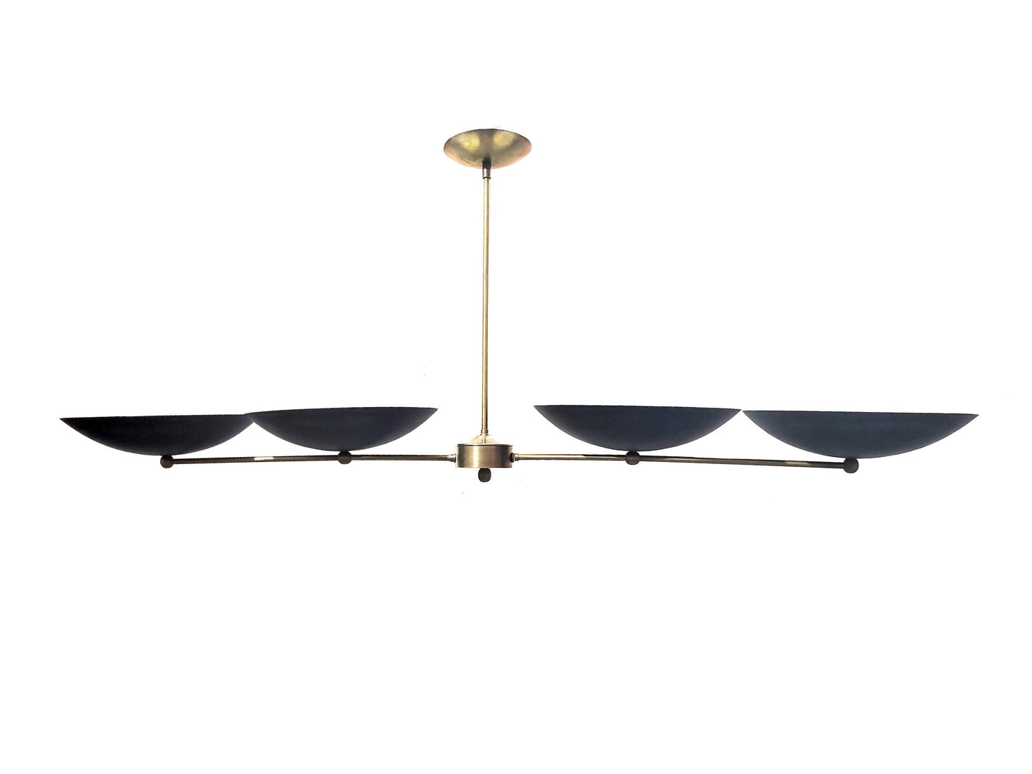 4 Shade Linear Ceiling light modern fixture, handmade mid-century Brass Chandelier