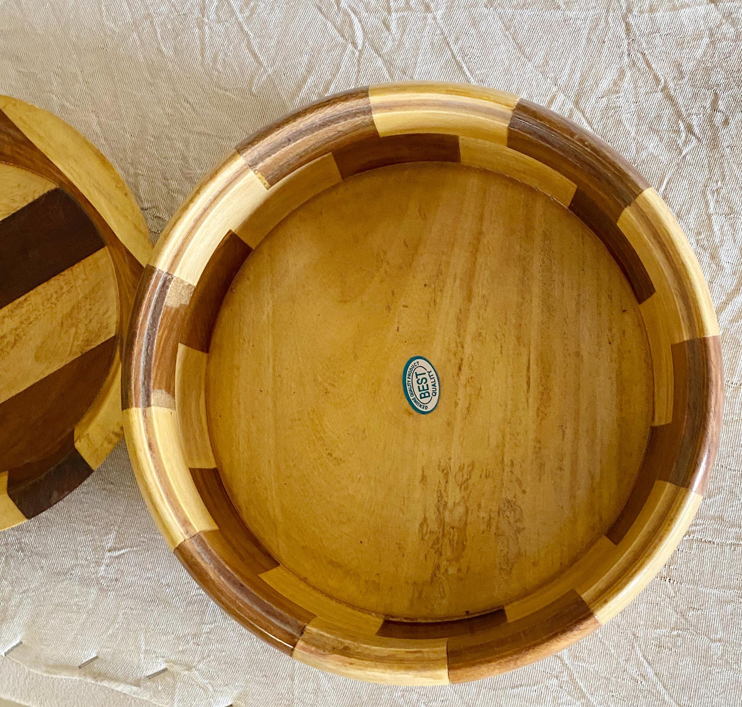 Handmade Teak & Maple Wood Casserole Dish: Dual Tone Roti Box