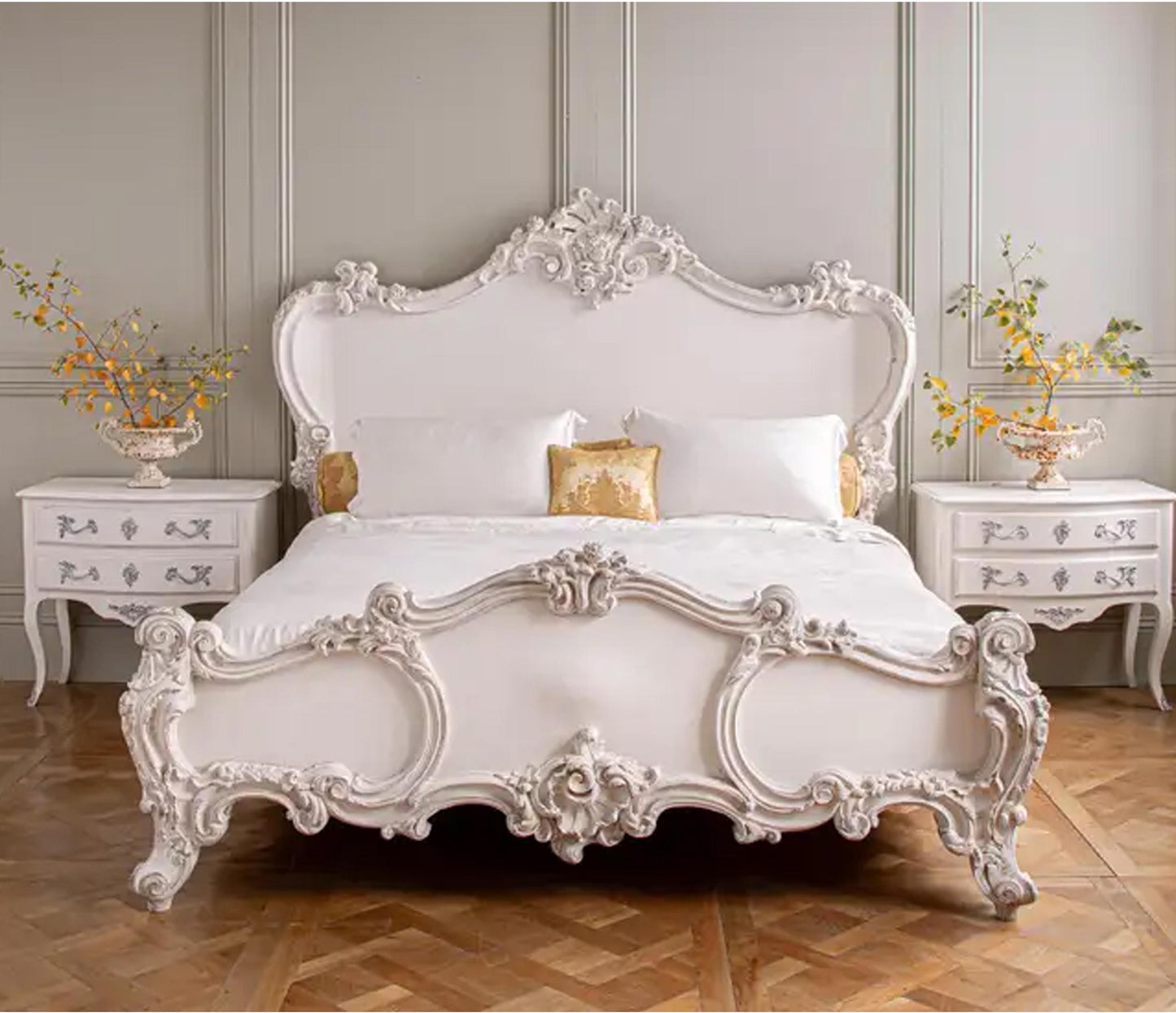 Handmade Royal French Regency King Size Bed: Bohemian Rococo Style