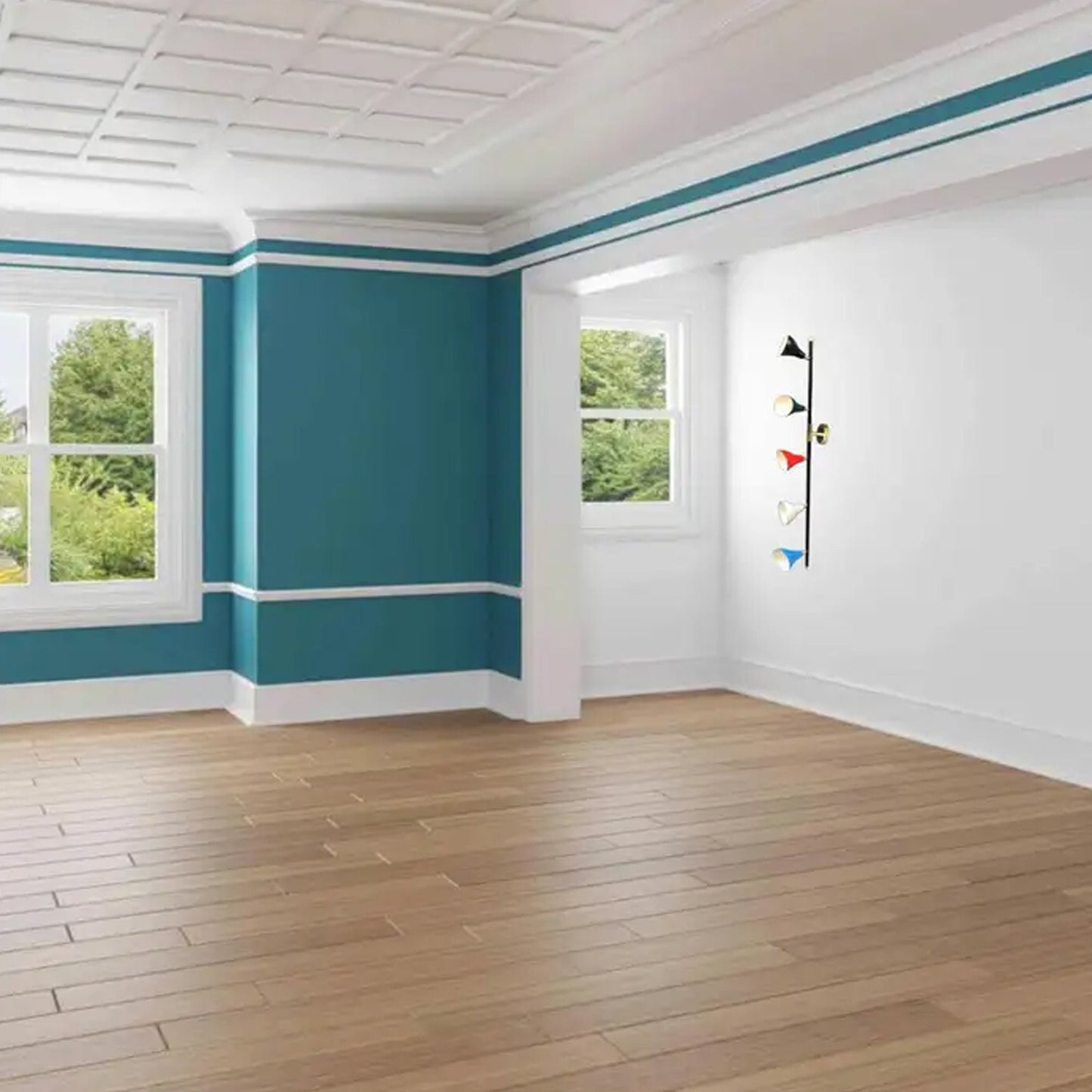 Handmade Brass 5-Light Chandelier: Mid-Century Modern Ceiling Light