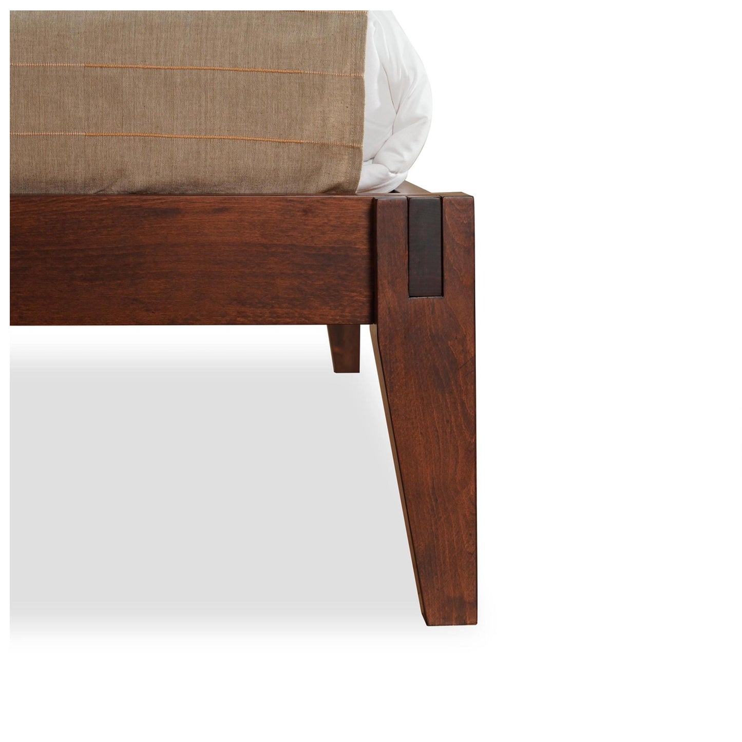 Tufted Upholstered Bed Frame: Solid Wood, Dark Oak Finish, Bohemian Style