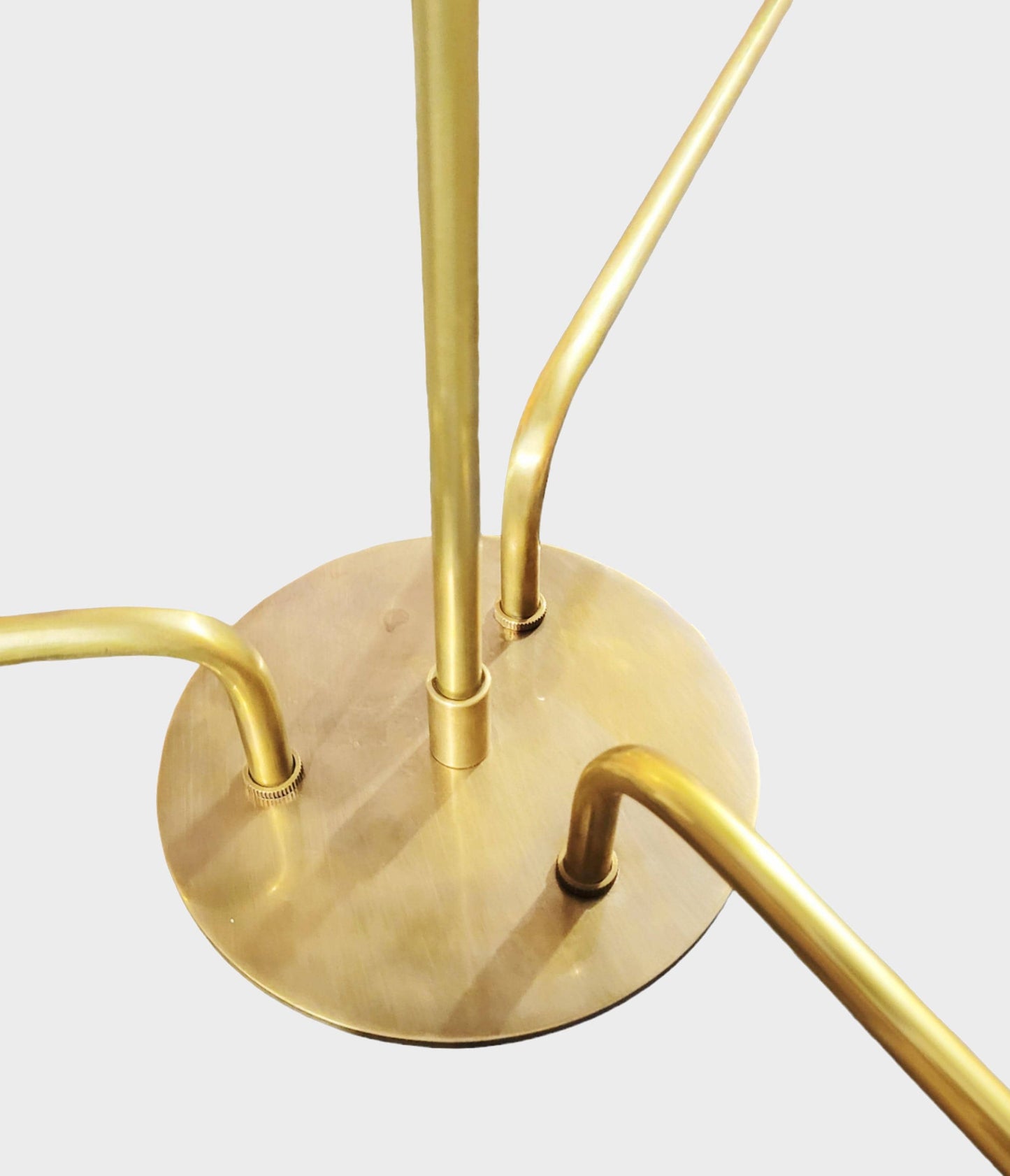 Handmade Brass 3-Arm Chandelier: Mid-Century Modern Wooden Ball Ceiling Light