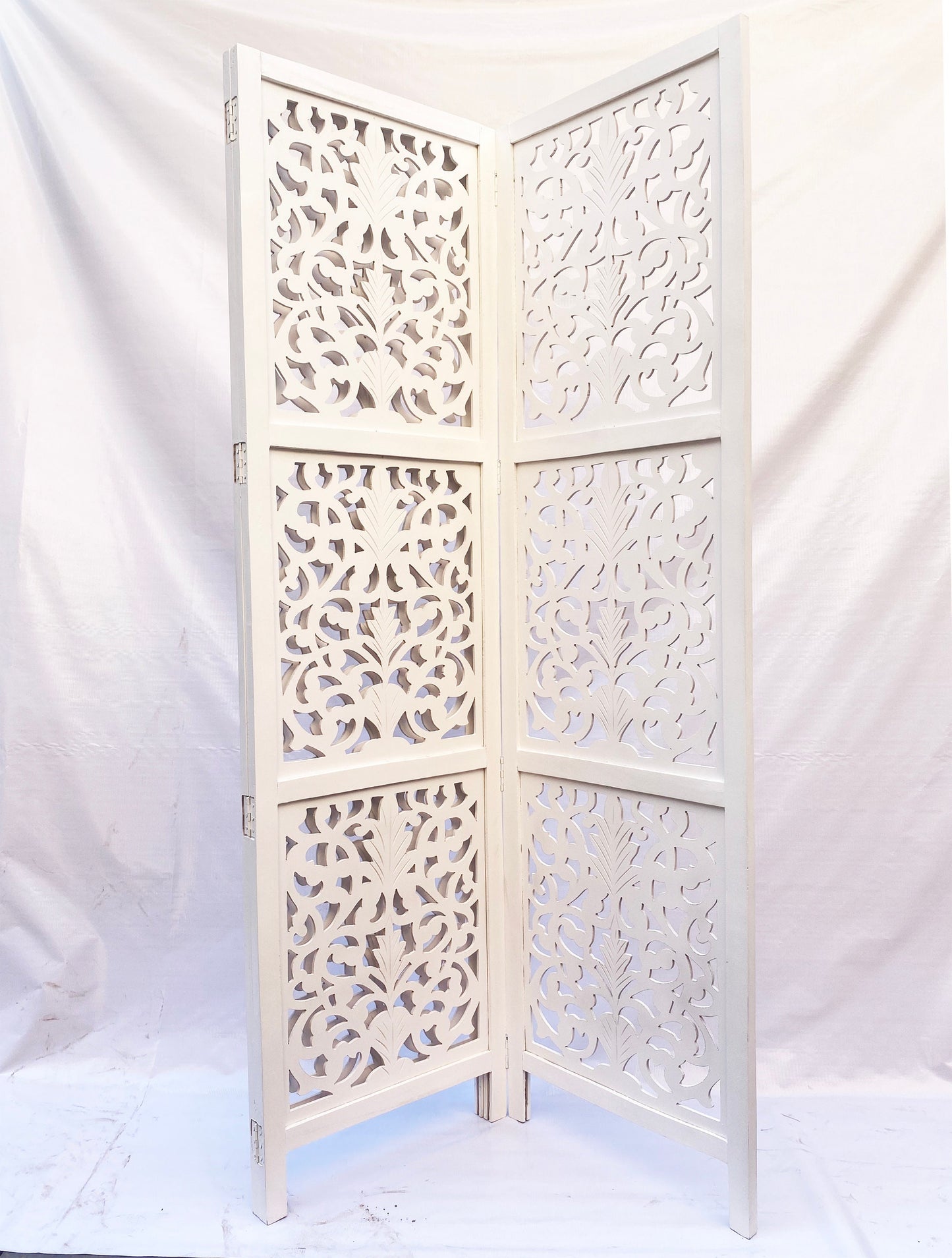 7 Feet tall flower Style Wooden Folding Divider, Partition, Handmade Self standing screen