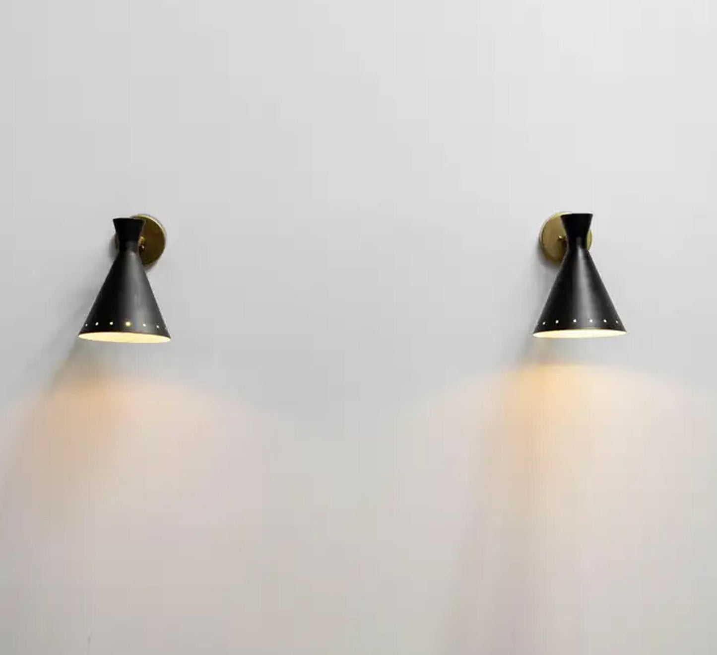 Handmade Black Brass Wall Light Sconce Pair: Italian Lighting