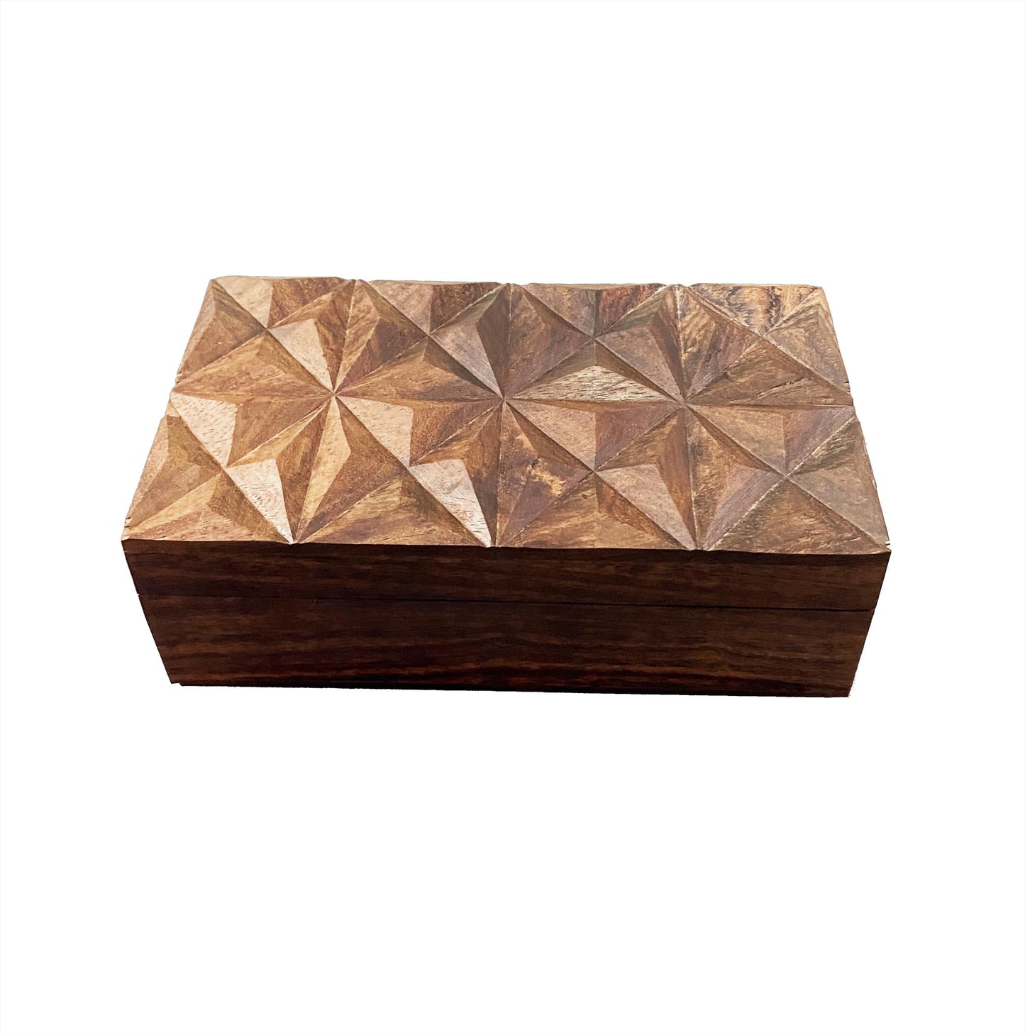 Handmade Carved Wood Box: Asymmetric Jewelry Box, Mid-Century Decor