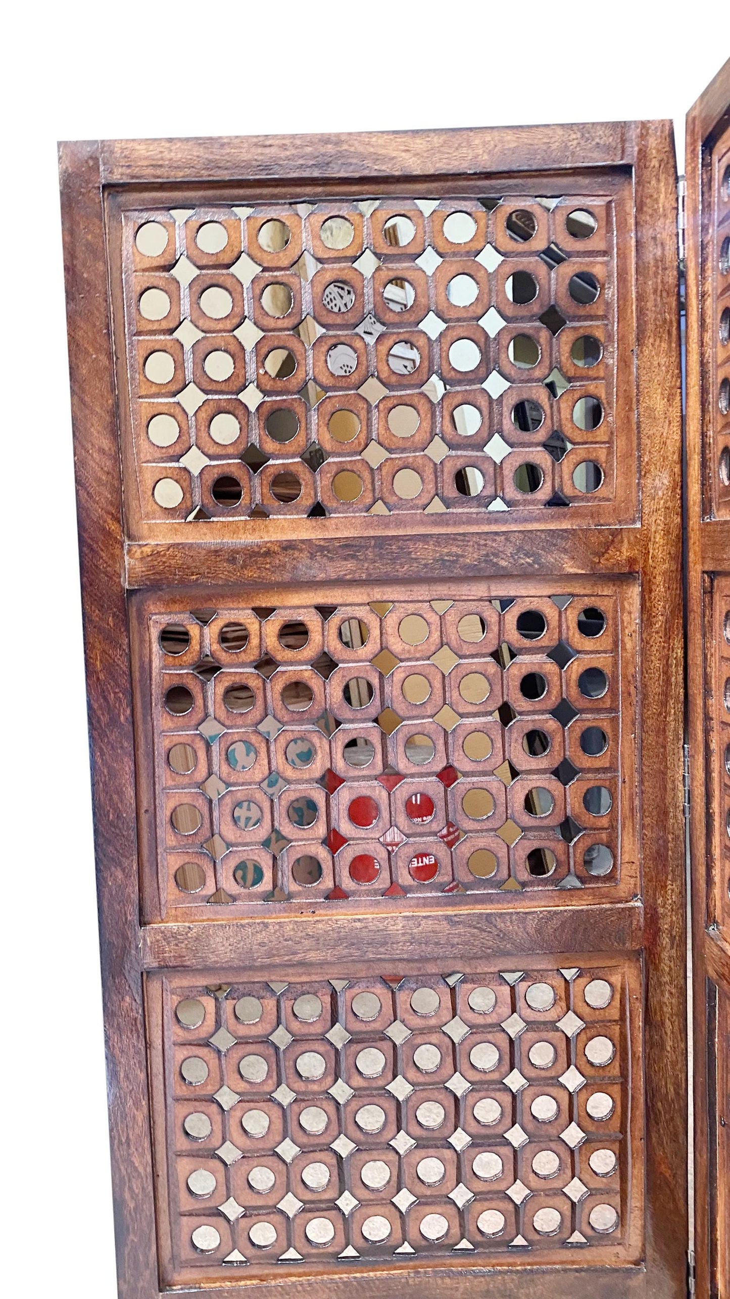 Handmade Wooden Folding Divider: Semi Block Design, 7 ft Tall