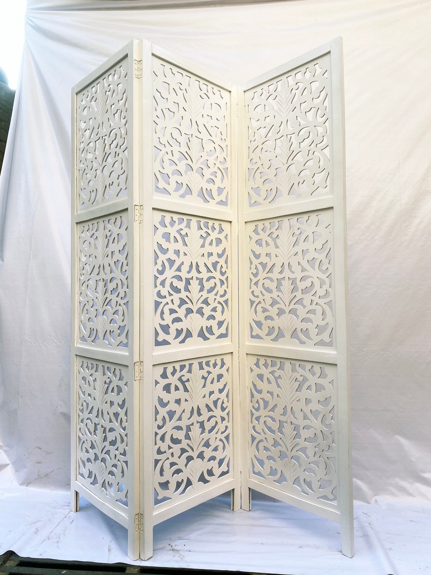 7 Feet tall flower Style Wooden Folding Divider, Partition, Handmade Self standing screen