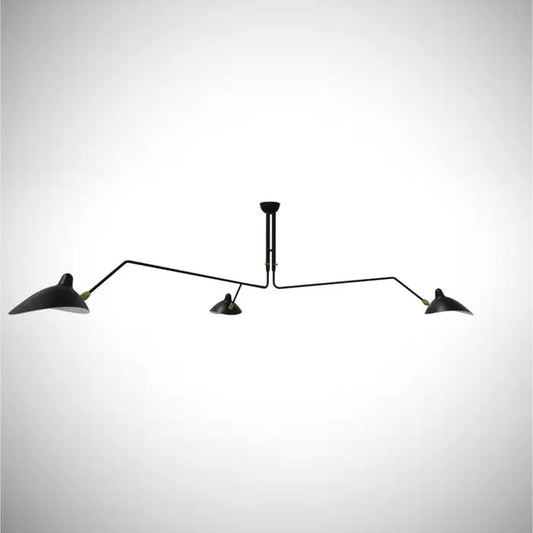 Handmade Brass 3-Arm Ceiling Light: Modern Rotatable Fixture