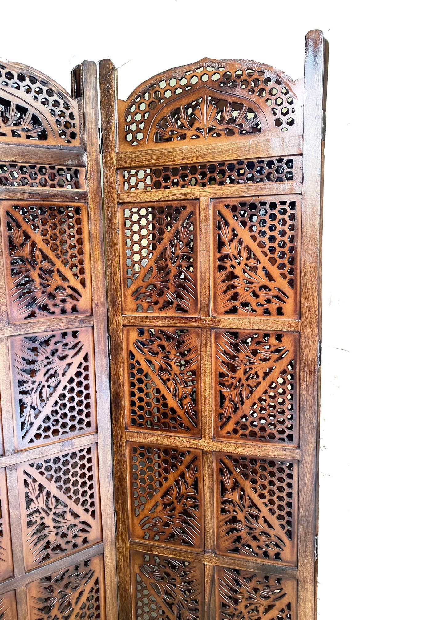 Mid-Century Modern Wooden Folding Room Divider - Handmade Partition