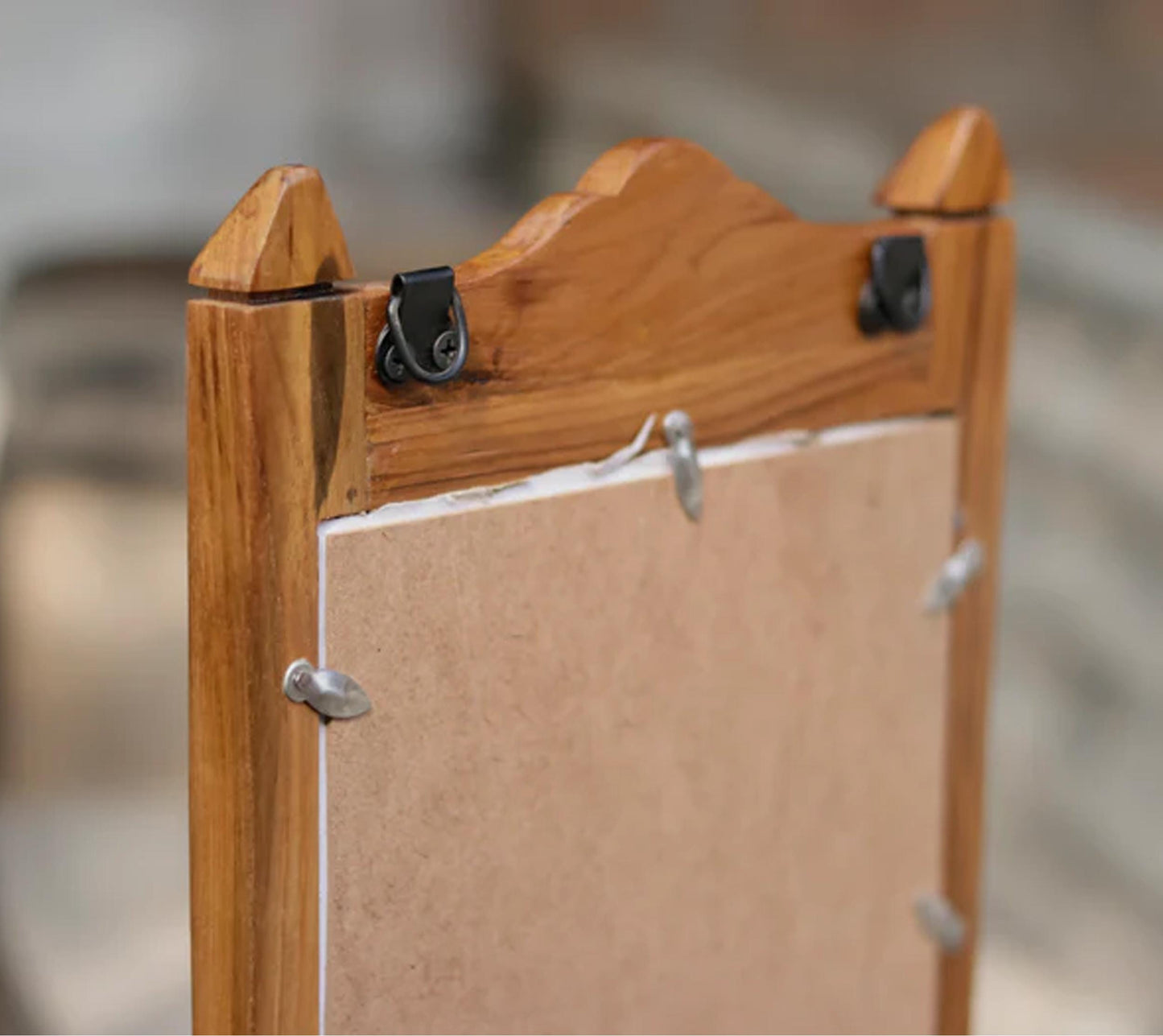 Handmade Wood Wall Hanging Mirror with Shelf: Mid-Century Organizer