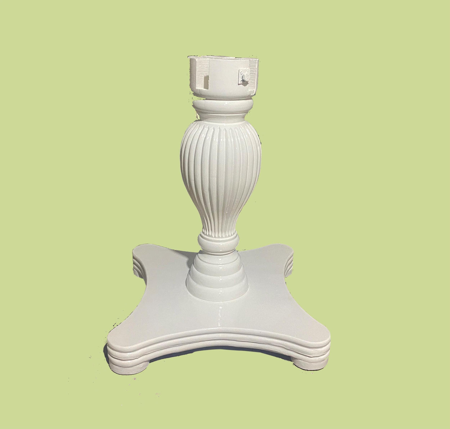 Hand Carved Rococo Dining Table & Blue Tufted Chairs - Off White