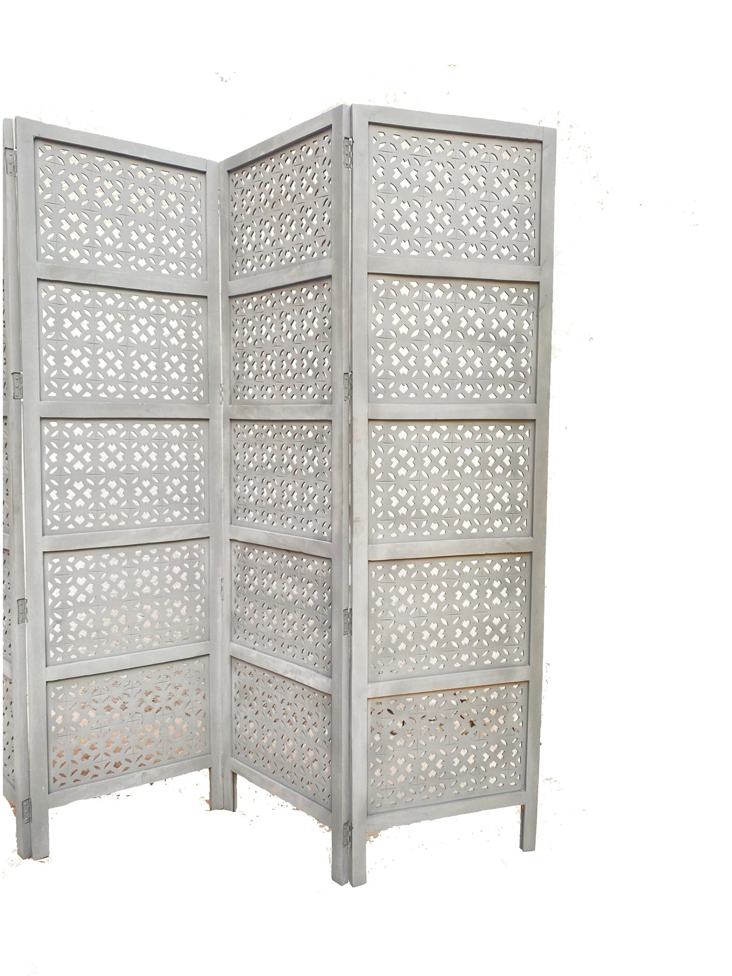 Mesh Style Wooden Folding Divider, Partition, Handmade Self standing saperater up to 7 feet height