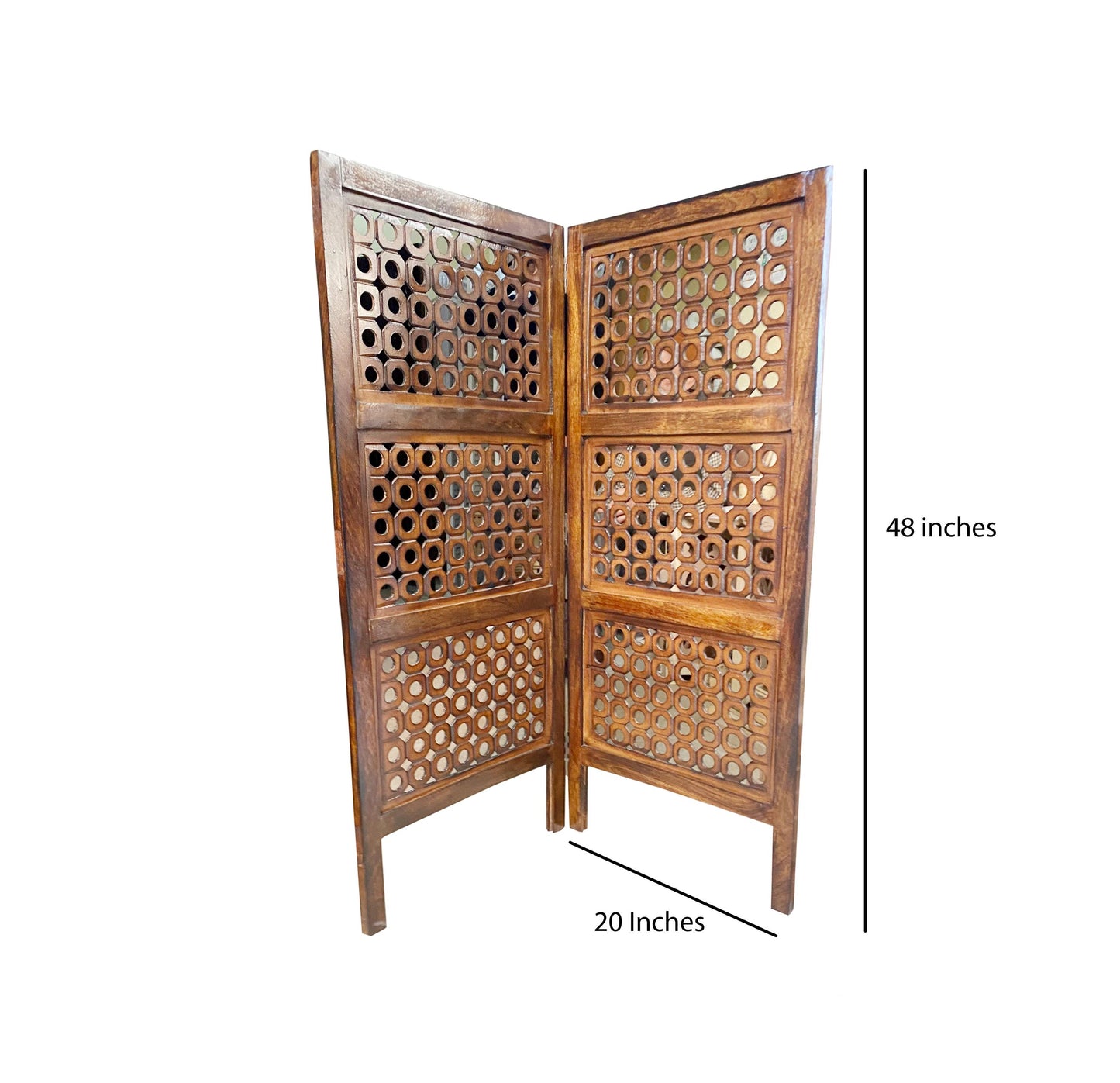 Handmade Wooden Folding Divider: Semi Block Design, 7 ft Tall