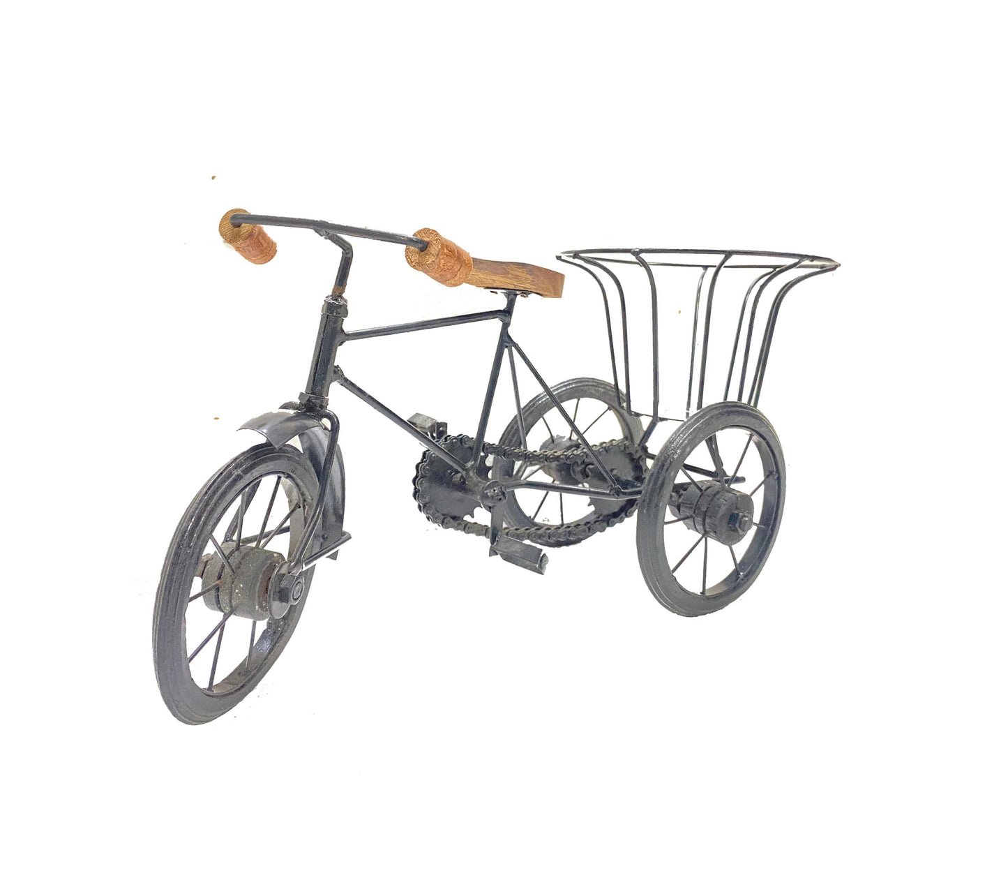 Metal and Wood Tricycle, Small tray or Flower pot, basket home décor