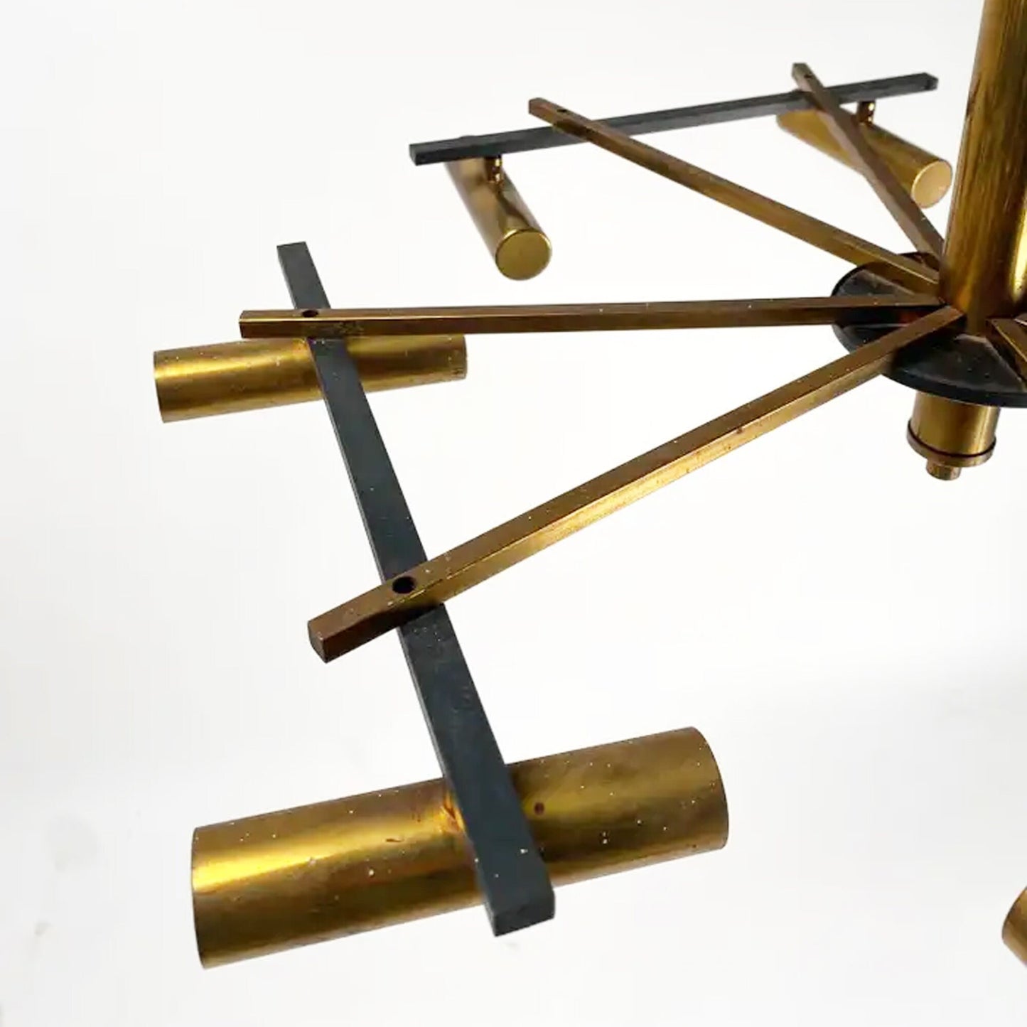 Handmade Brass 8-Light Chandelier: Mid-Century Italian Design