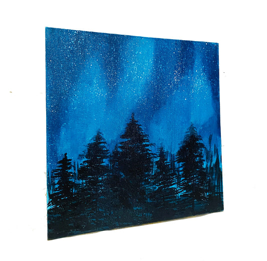 Hand Painted Northern Lights Painting on canvas, Wall décor for home and office
