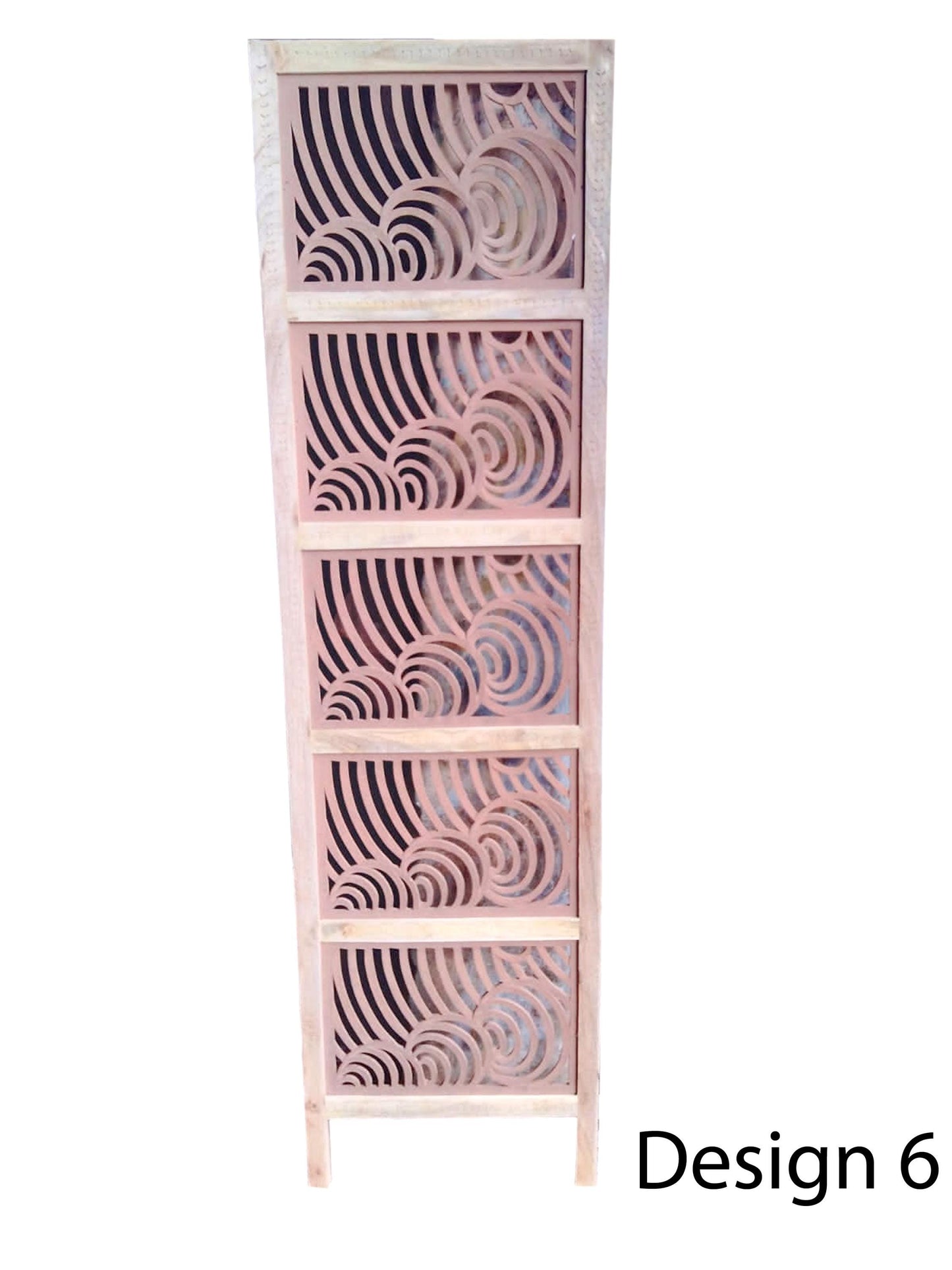 Handmade Wooden Folding Room Divider: Mid-Century Floral Partition