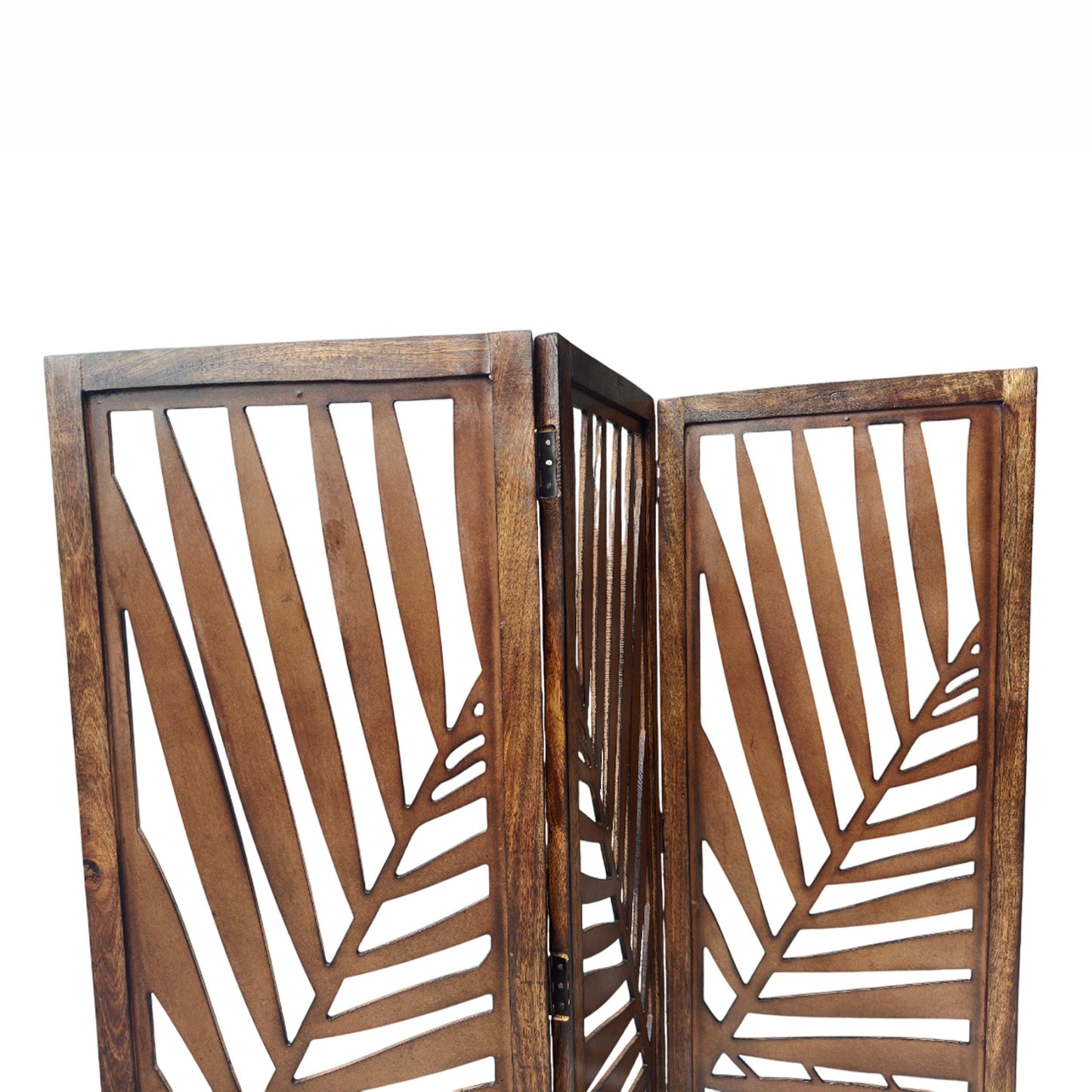 Mid century Big multi Leaf Design Wooden Folding Divider, Partition, Handmade Self standing separator
