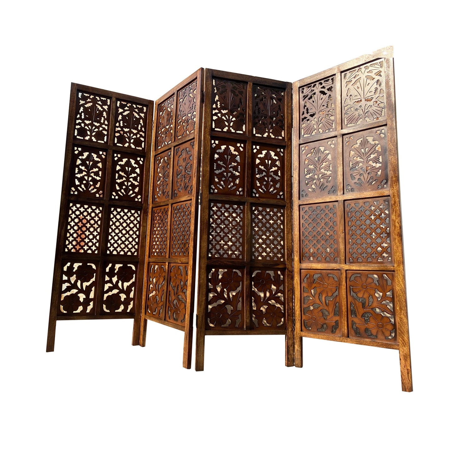 Handmade Wooden Folding Room Divider: Mid Century Modern Partition