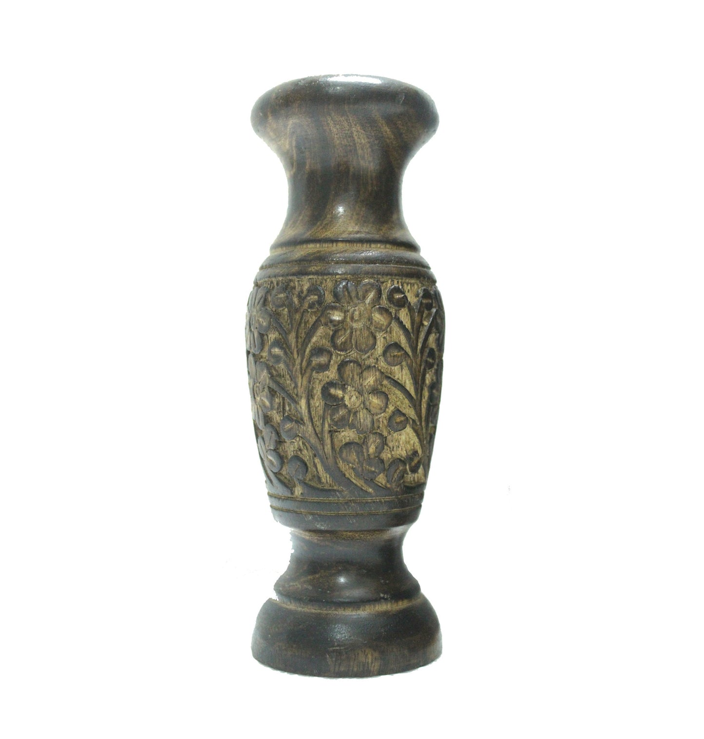 Wooden carved Flower Vase For home décor, Handmade Burned Polished set of 3