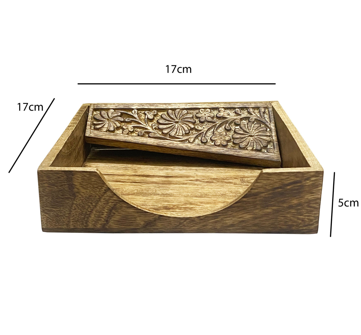 wood carved Tray for napkins, handmade Wooden Napkin holder coffee table décor