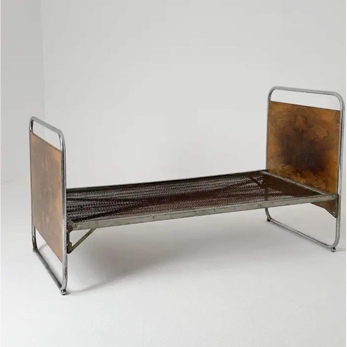 Handmade Marcel Breuer Style Brass & Wood Bed - Mid-Century Modern Design